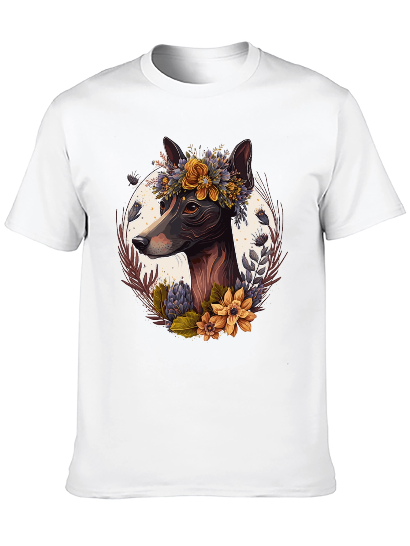 Black Dog Floral Wreath T-Shirt view 10