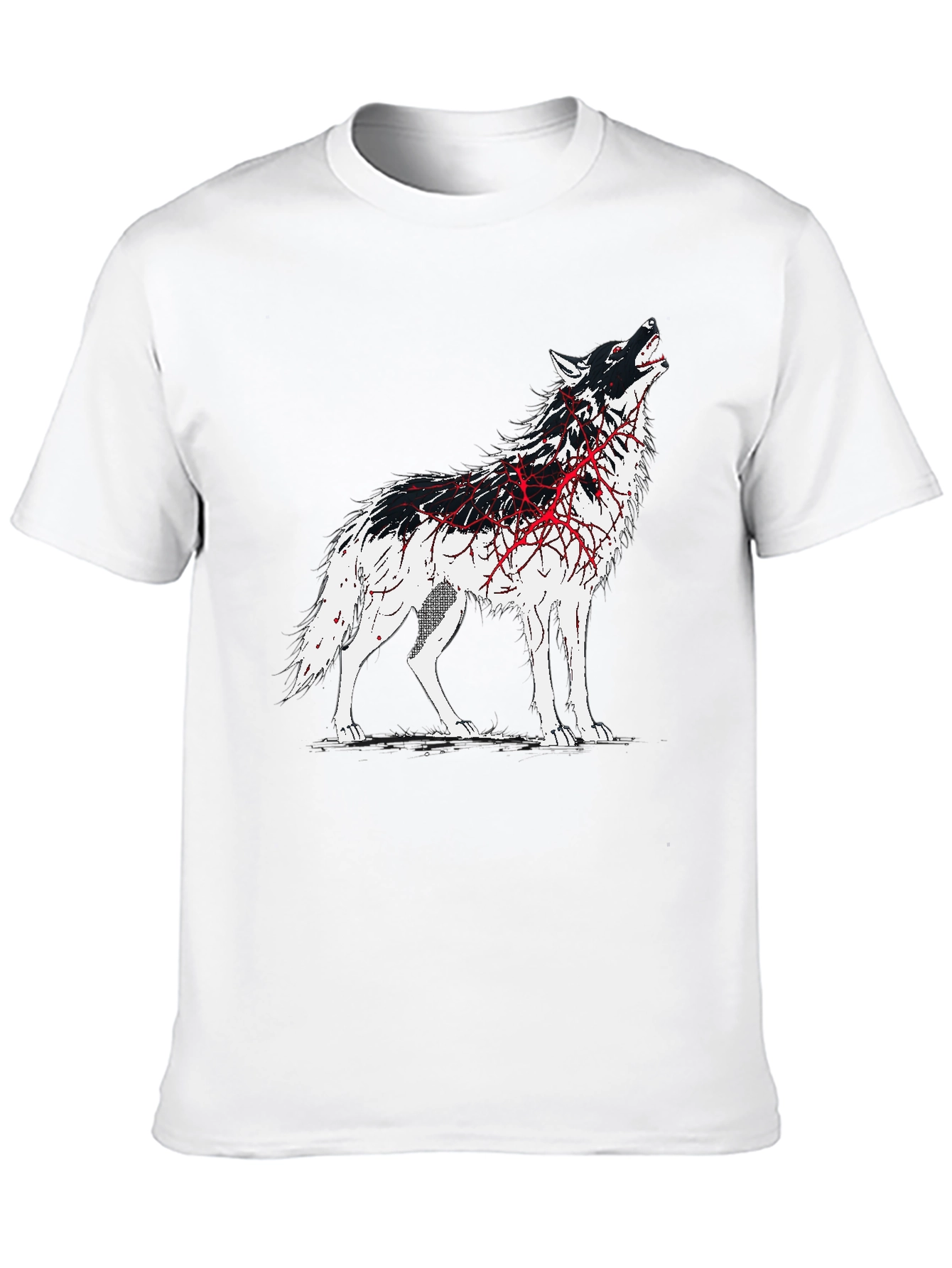 Black Wolf Graphic Print T-Shirt - Black view 10