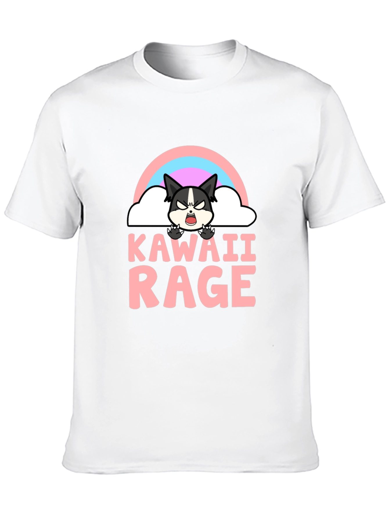 Black Kawaii Rage Black T-Shirt - Angry Cute Cartoon view 10