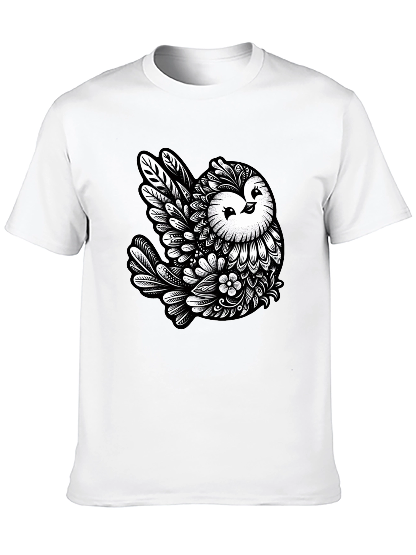Black Owl Art Black T-Shirt - Unique Graphic Tee view 10