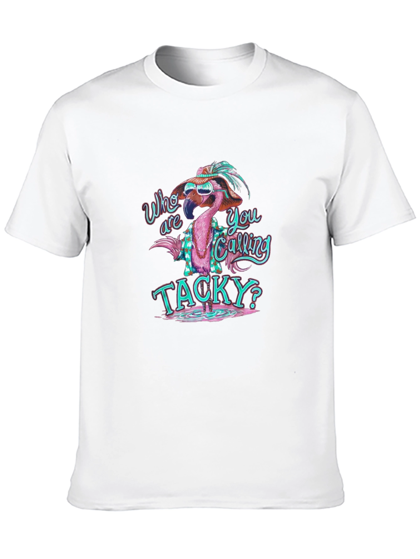 Black Funny Flamingo Tacky Graphic T-Shirt view 10