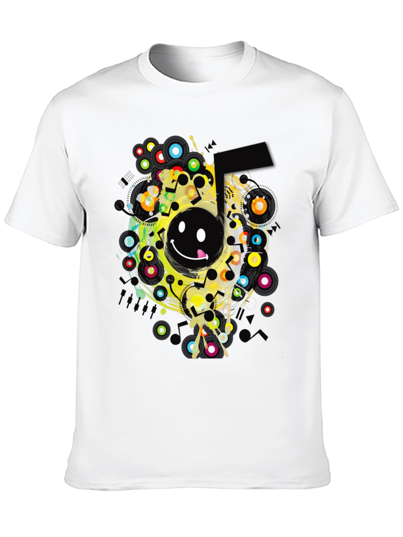 Black Smiley Face Graphic Print Black T-Shirt view 10