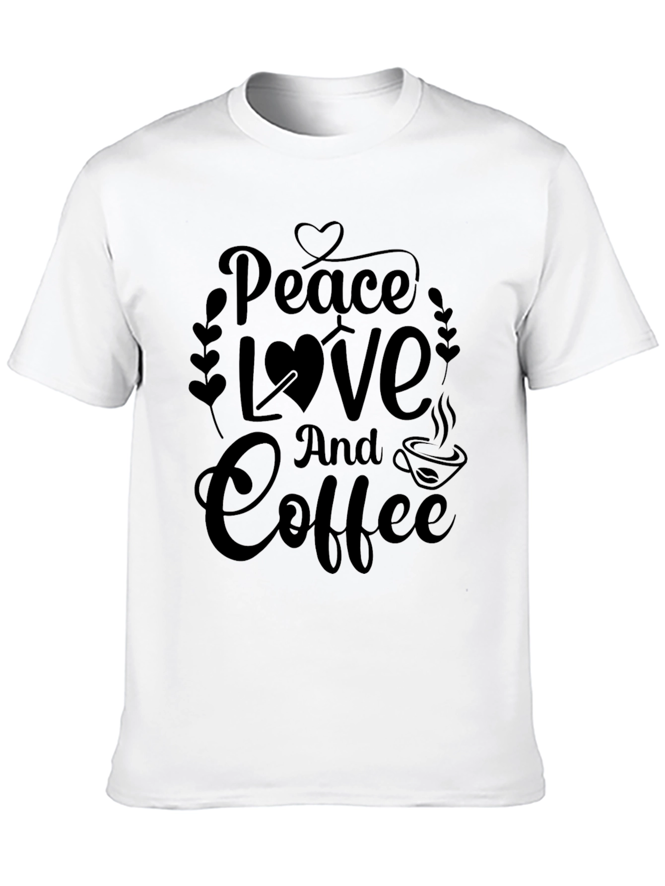 Black Peace Love and Coffee T-Shirt view 10