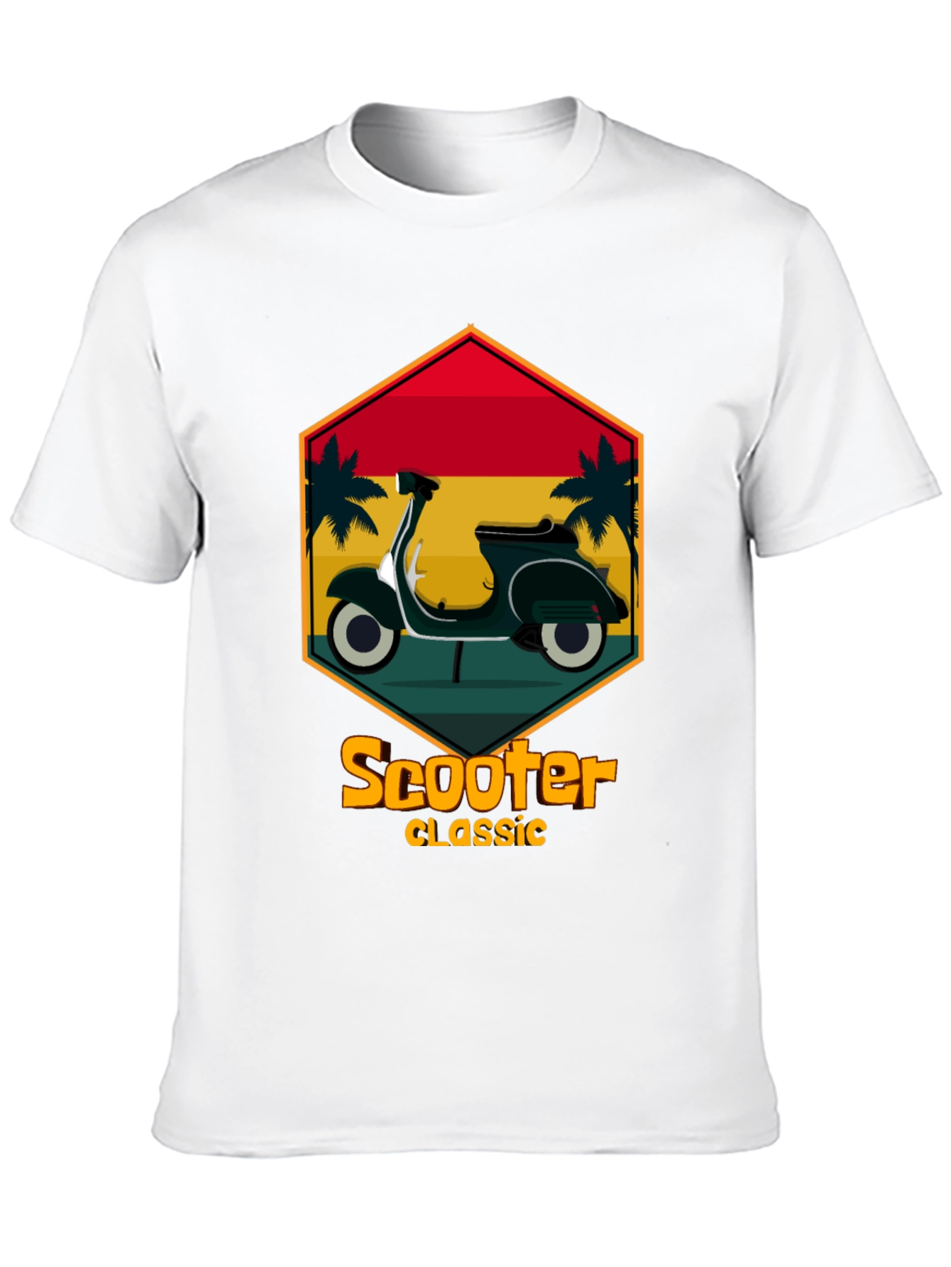 Black Retro Scooter Classic T-Shirt - Vintage Design view 10