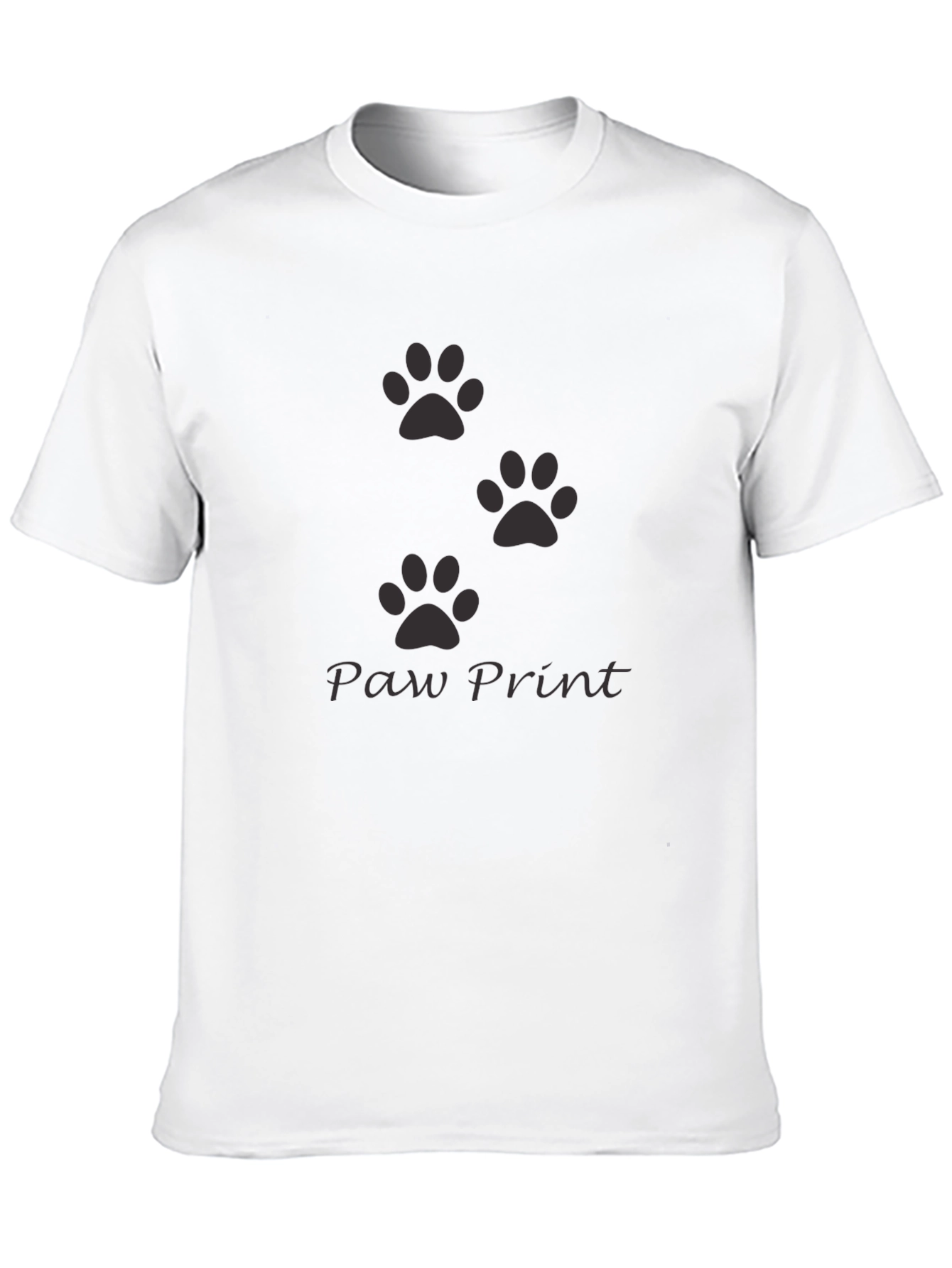 Black Men's Black Paw Print Crew Neck T-Shirt view 10
