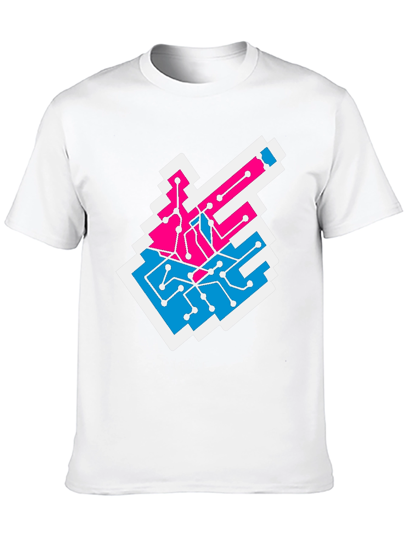 Black Circuit Board T-Shirt - Pink & Blue Tech Style view 10