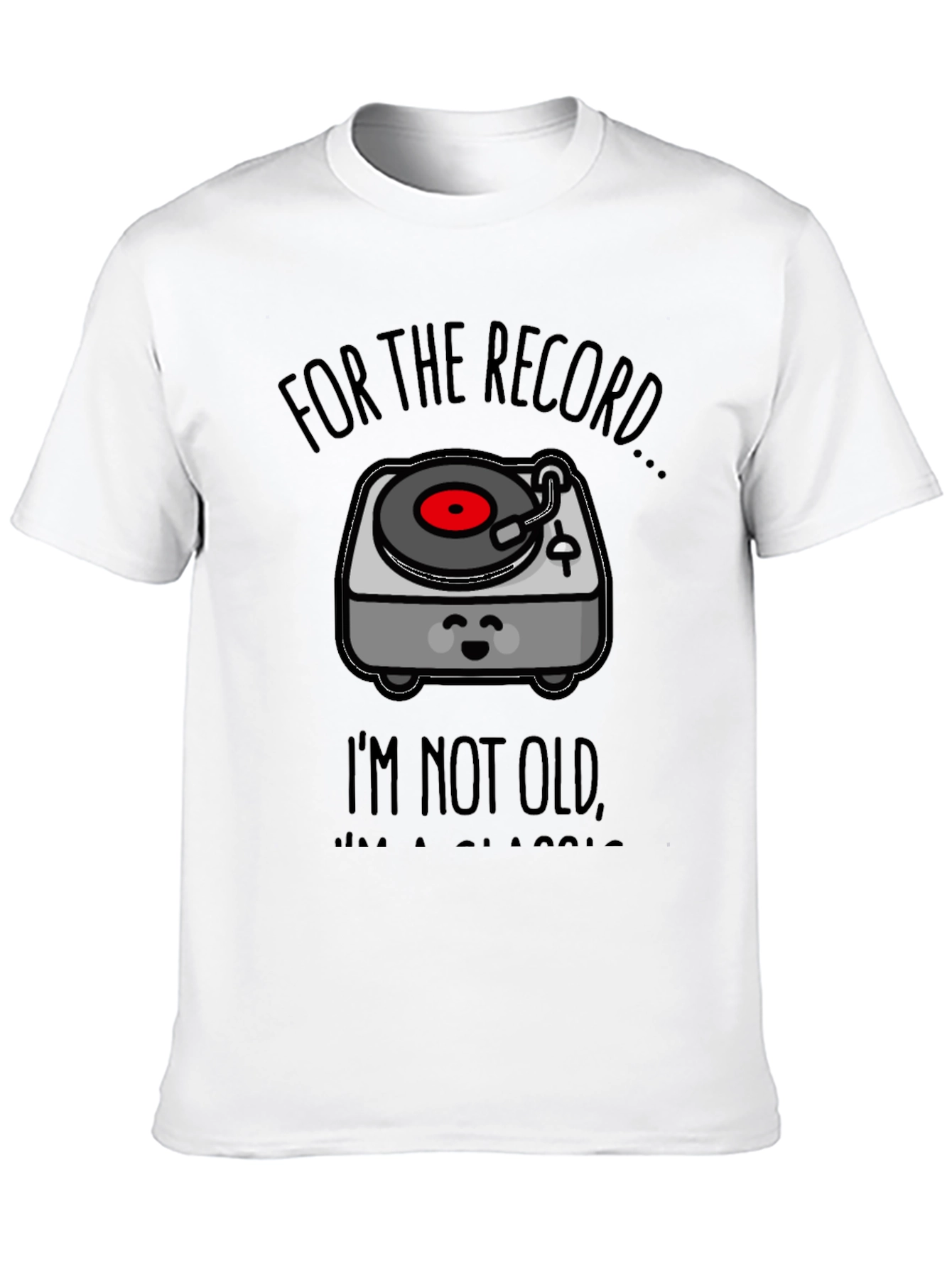 Black Classic Vinyl Record Player T-Shirt view 10