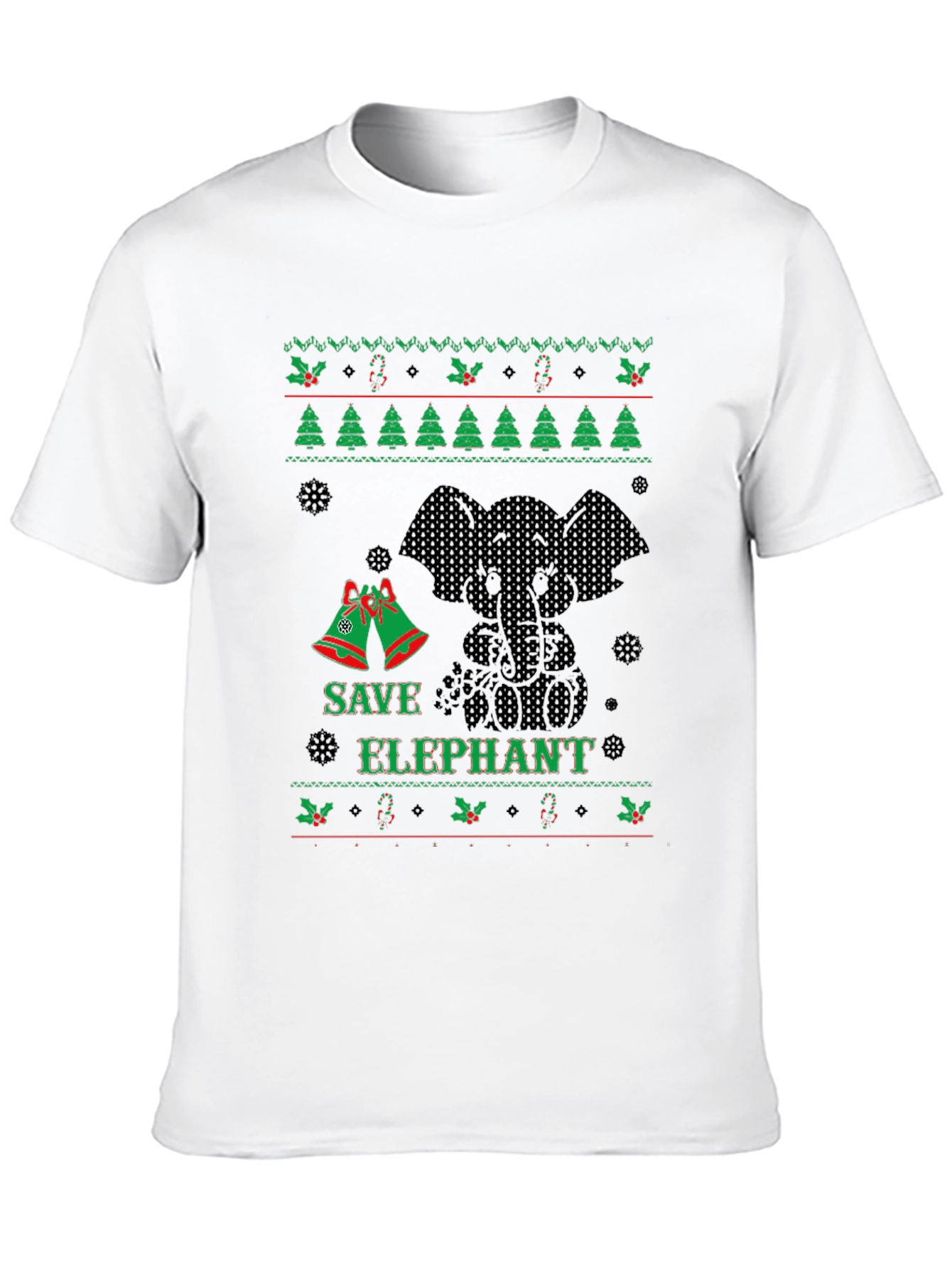Black Save Elephant Ugly Christmas Sweater T-Shirt view 10