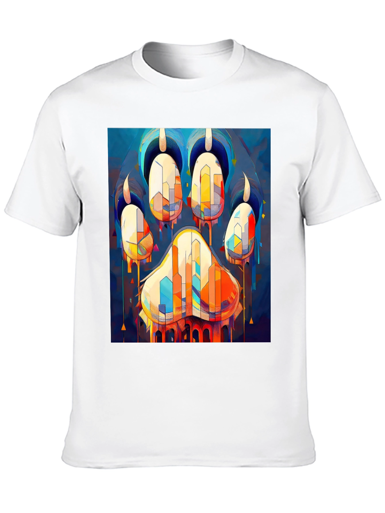 Abstract Paw Print Graphic Tee - Men's Black T-Shirt - 10