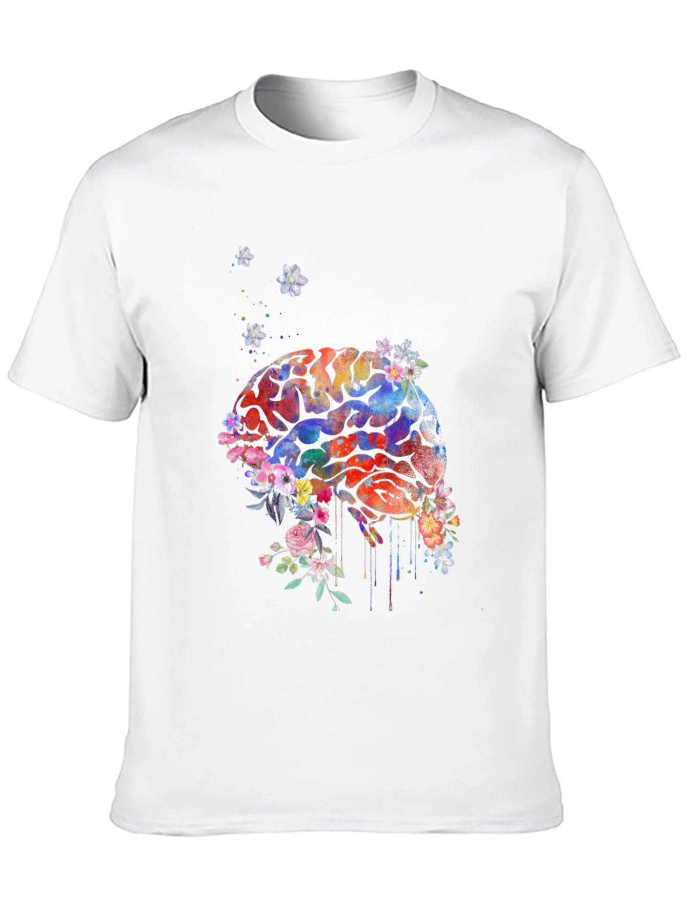 Black Brain Flowers T-Shirt - Artistic Graphic Tee view 10