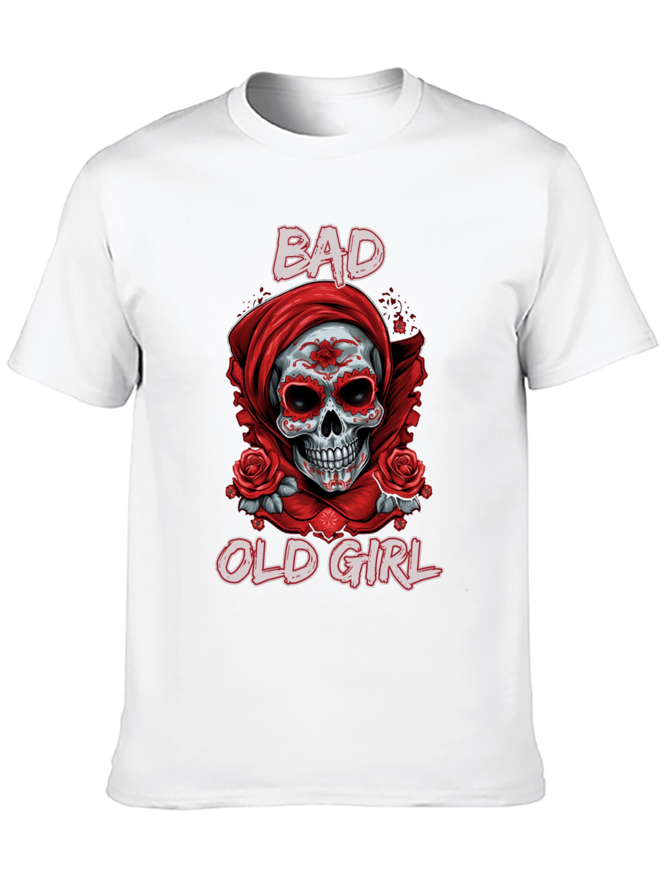 Black Bad Old Girl Sugar Skull Graphic Tee view 10