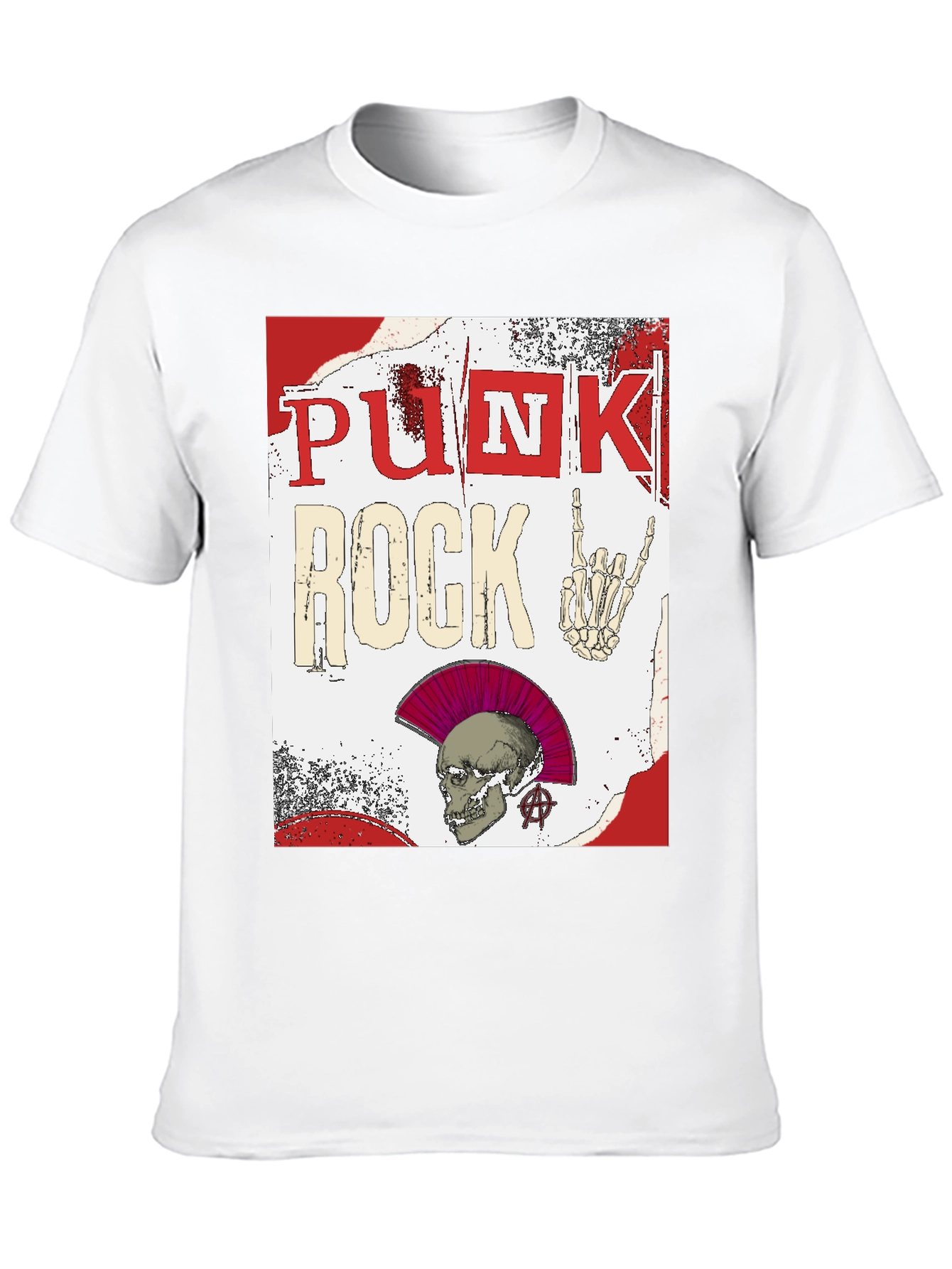 Black Punk Rock Graphic Tee - Edgy Skull Design view 10