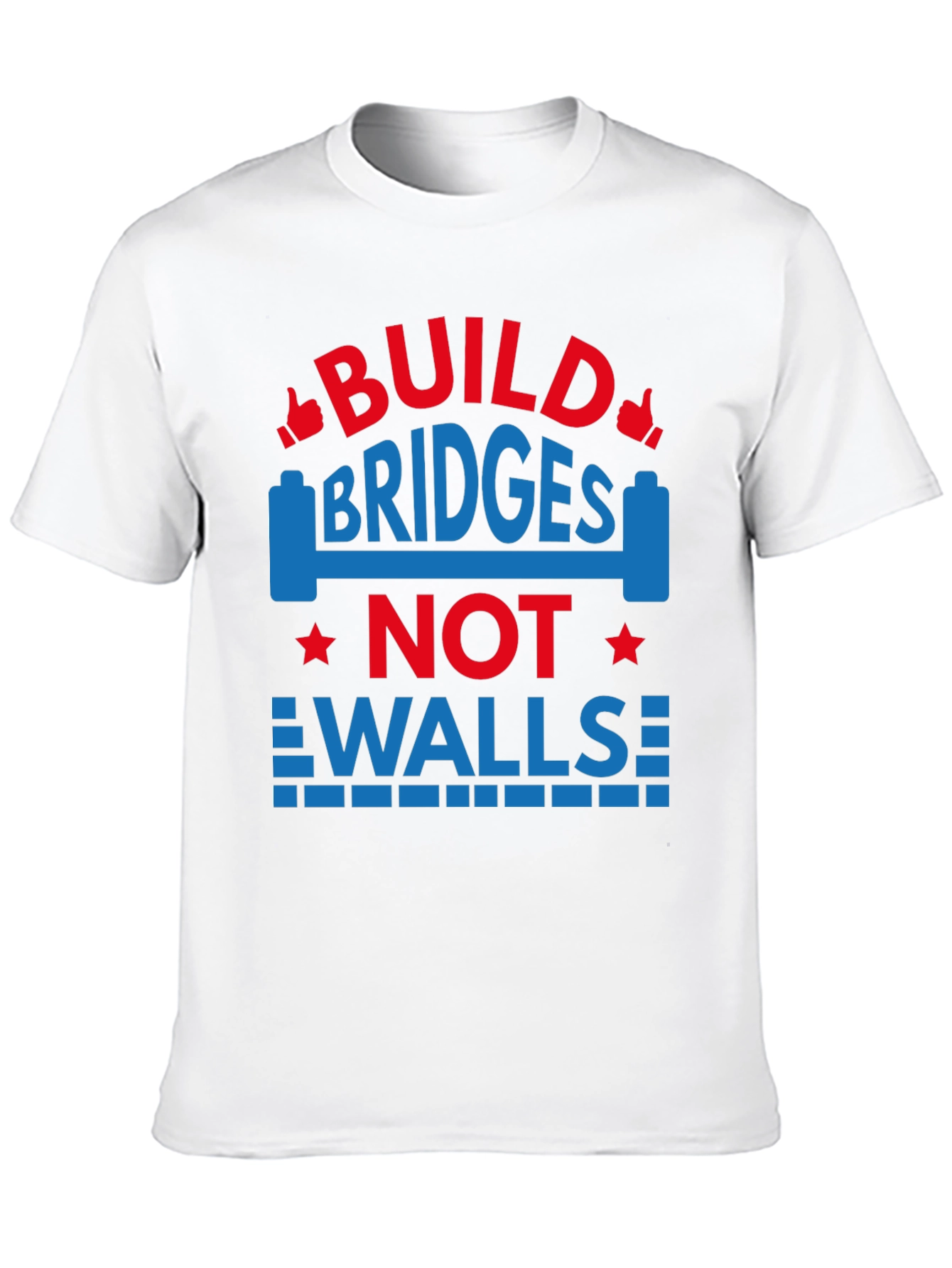 Black Build Bridges Not Walls Graphic Tee view 10