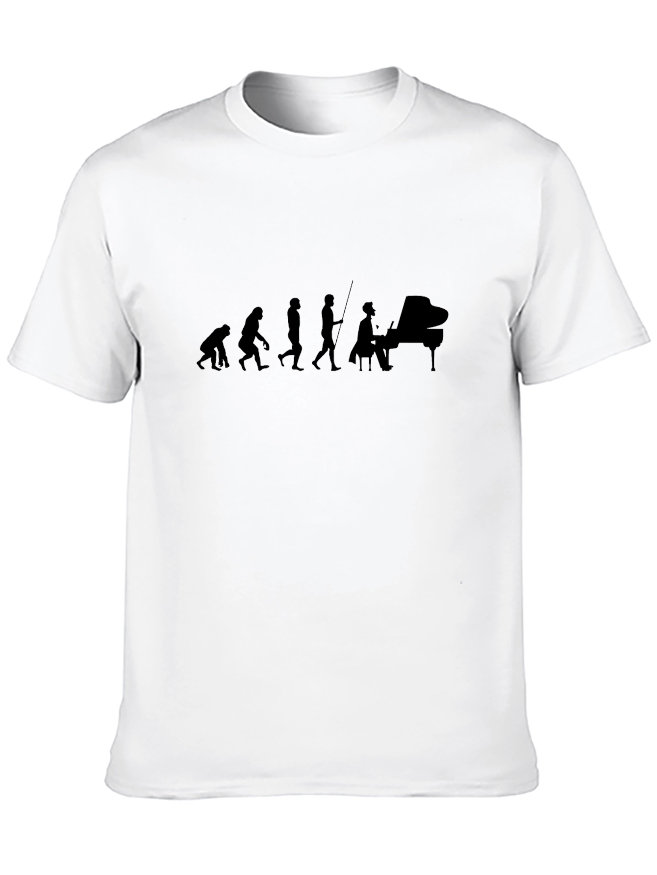 Black Evolution of Piano Player T-Shirt Black Cotton view 10