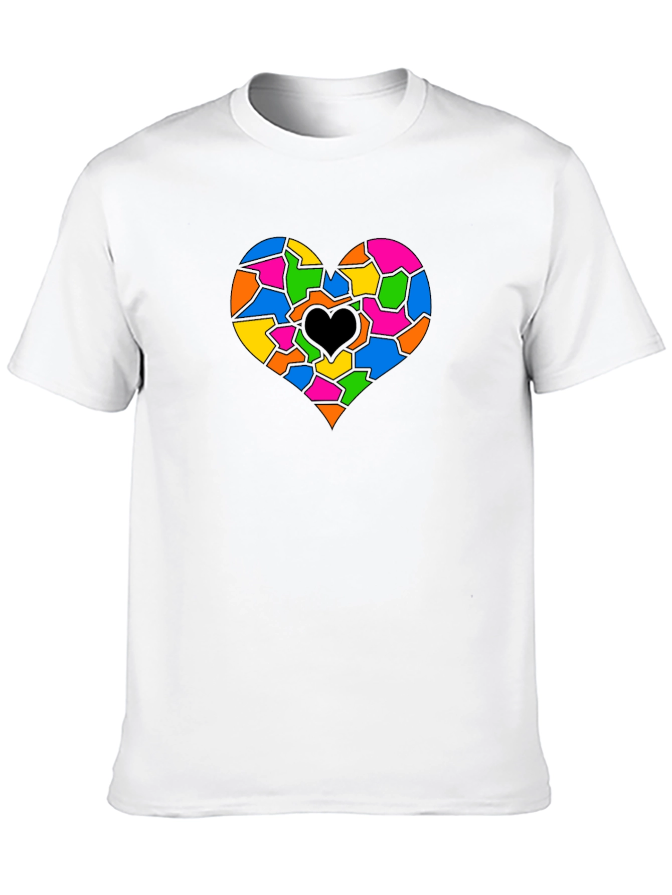Black Colorful Broken Heart Graphic Print T-Shirt view 10