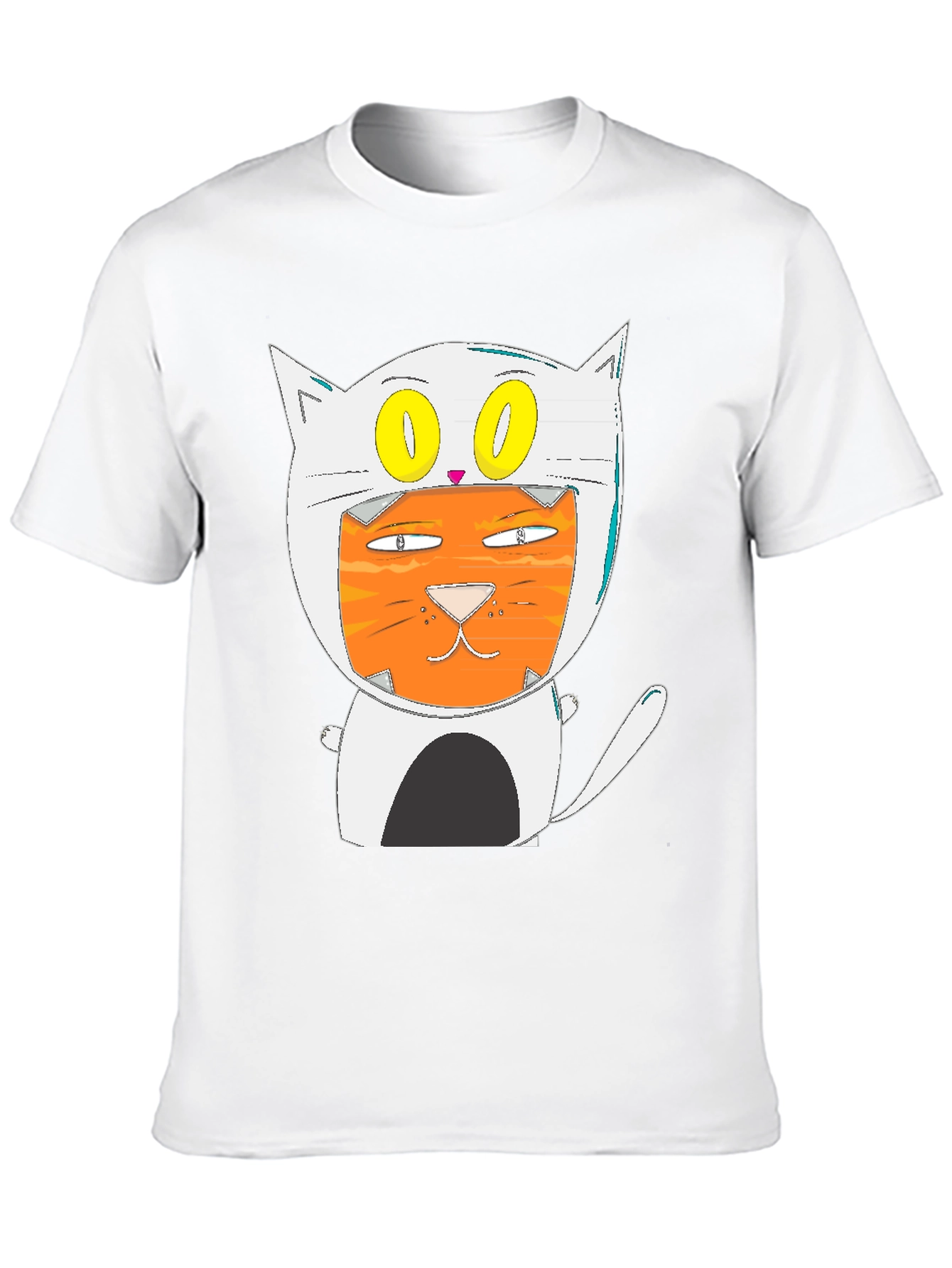 Black Cartoon Cat T-Shirt: Quirky Graphic Tee view 10