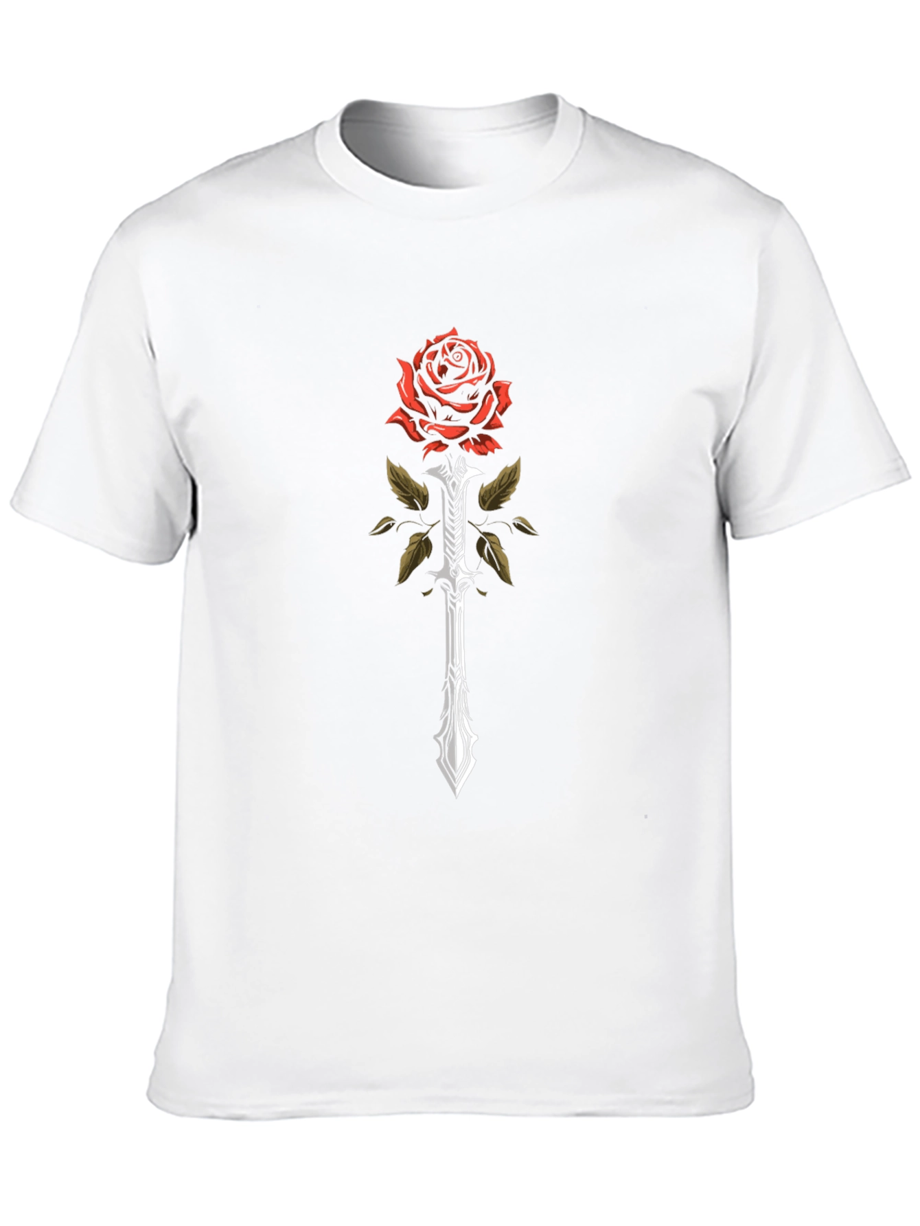 Black Rose and Sword Graphic Tee - Black Cotton Blend view 10
