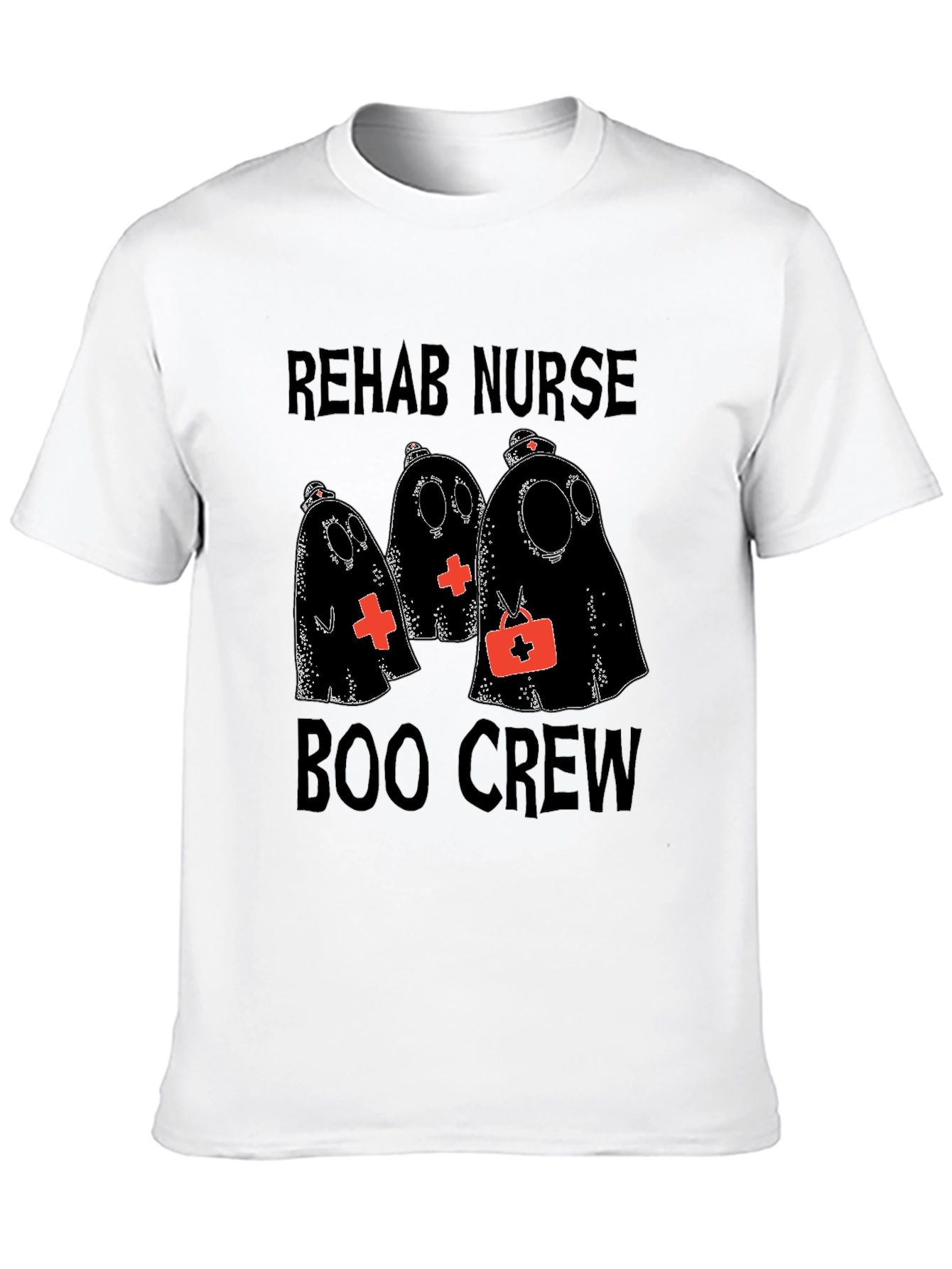 Black Rehab Nurse Boo Crew Halloween T-Shirt view 10