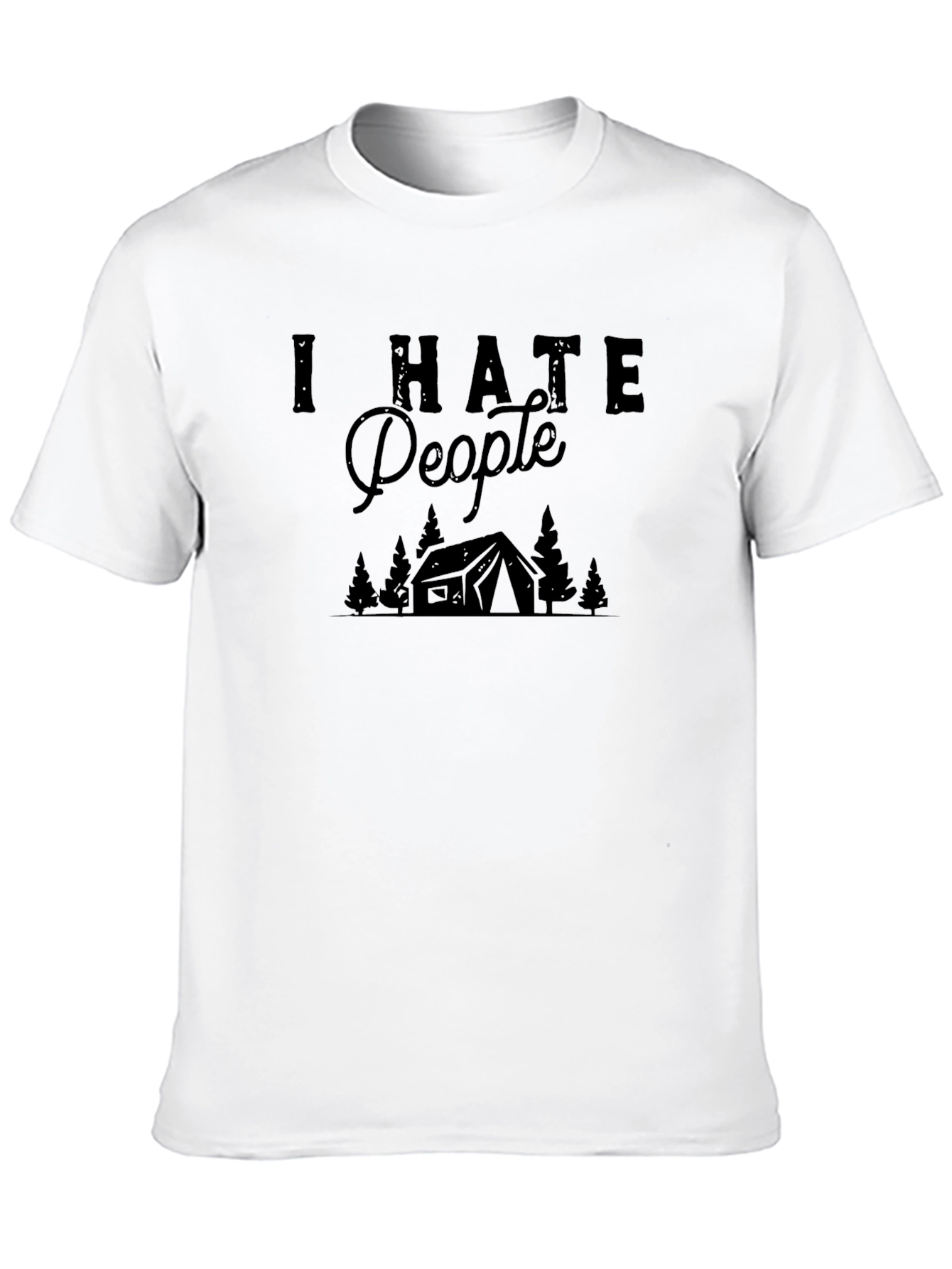 Black I Hate People Camping Graphic Tee - Black Cotton T-Shirt view 10