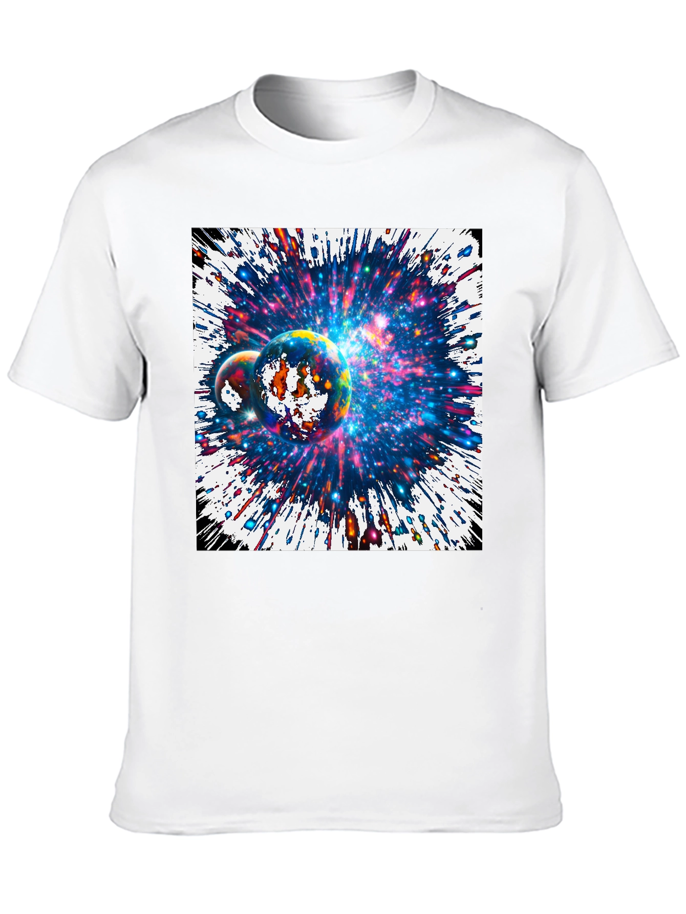 Black Cosmic Planets Graphic Tee - Black Cotton T-Shirt view 10