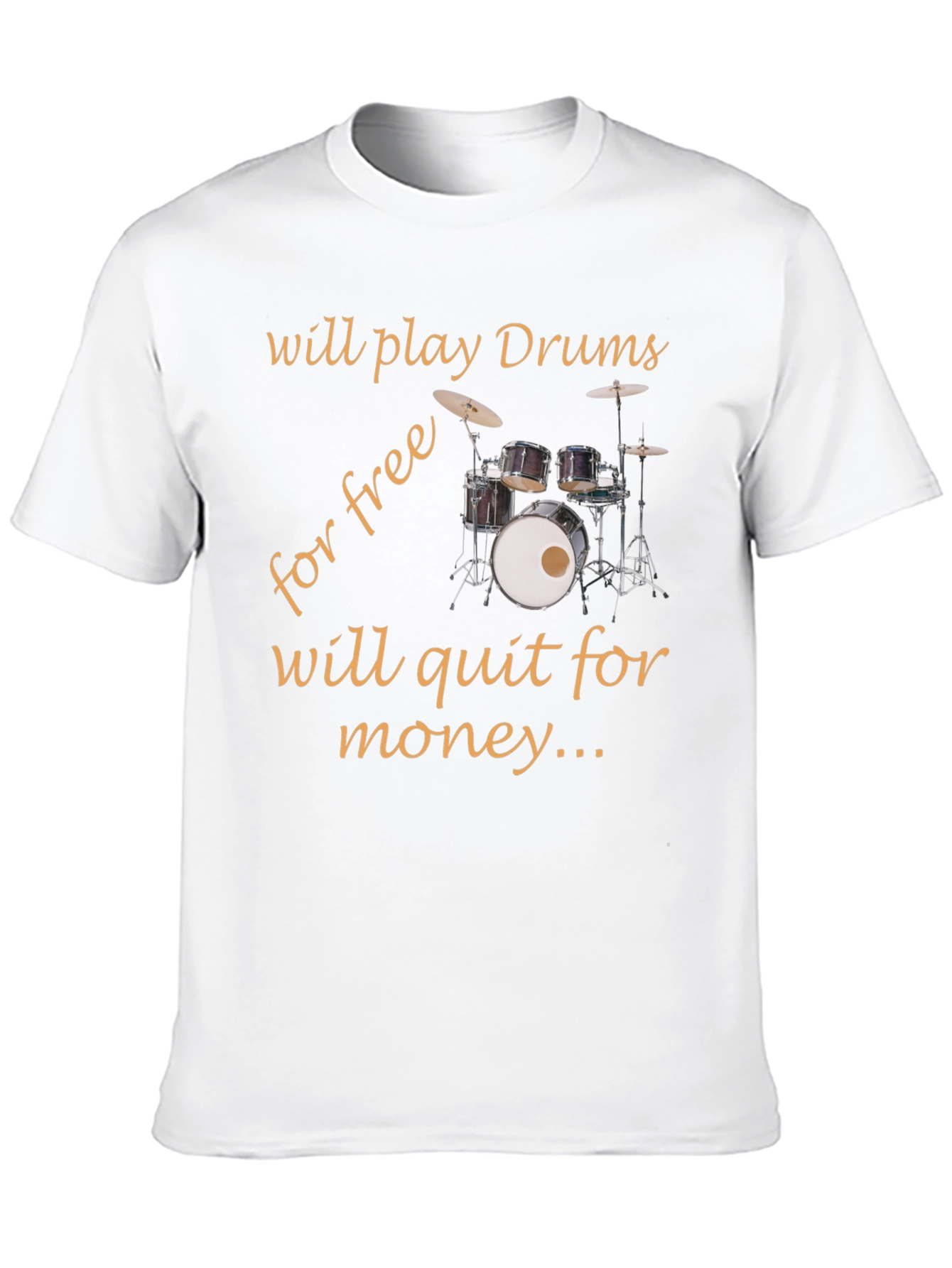 Black Funny Drummer T-Shirt - Play Drums Free, Quit For Money view 10