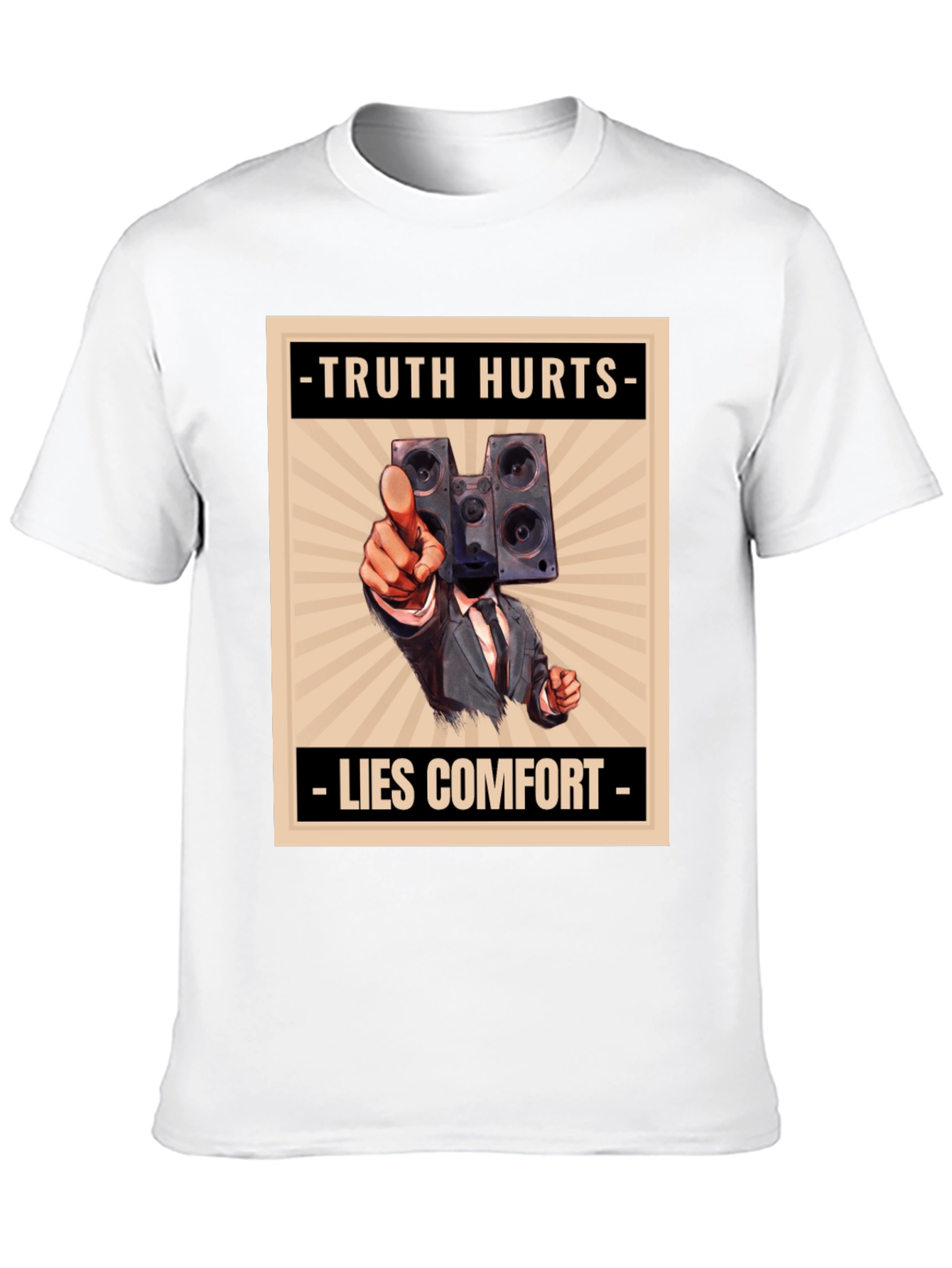 Black Truth Hurts Men's Graphic Tee - Speaker Head view 10