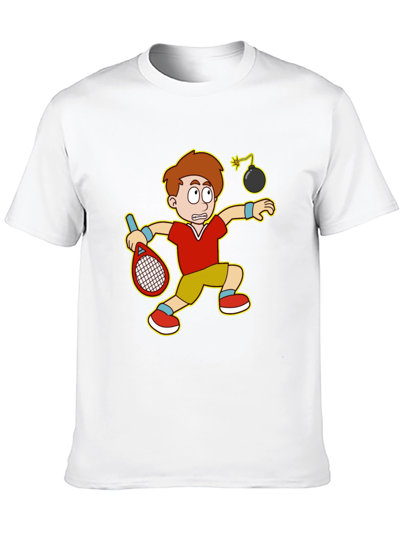 Black Funny Tennis Player Cartoon Graphic T-Shirt view 10