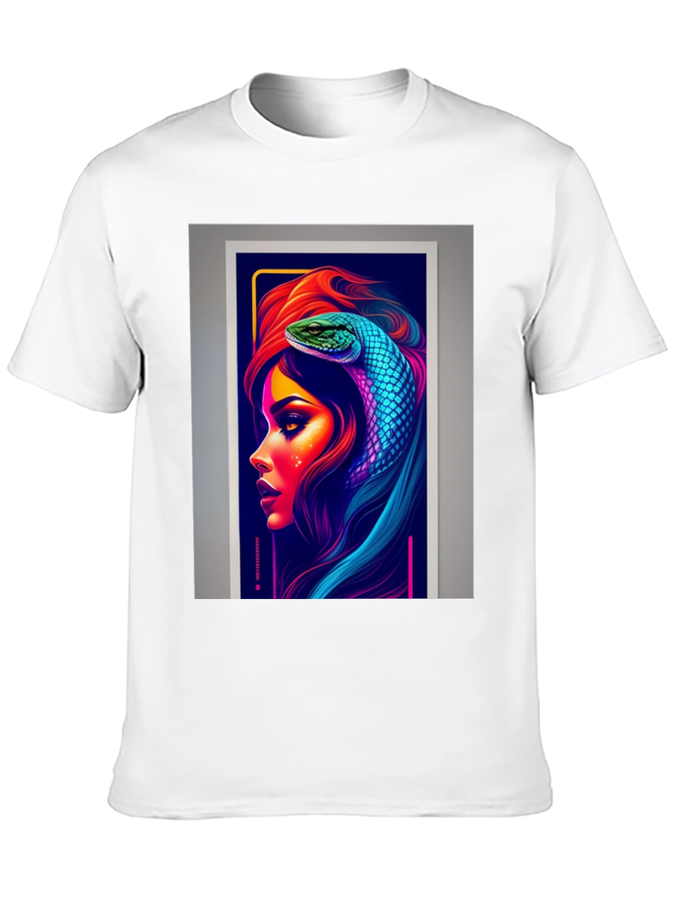 Black Neon Snake Woman Graphic Tee - Stylish & Unique view 10