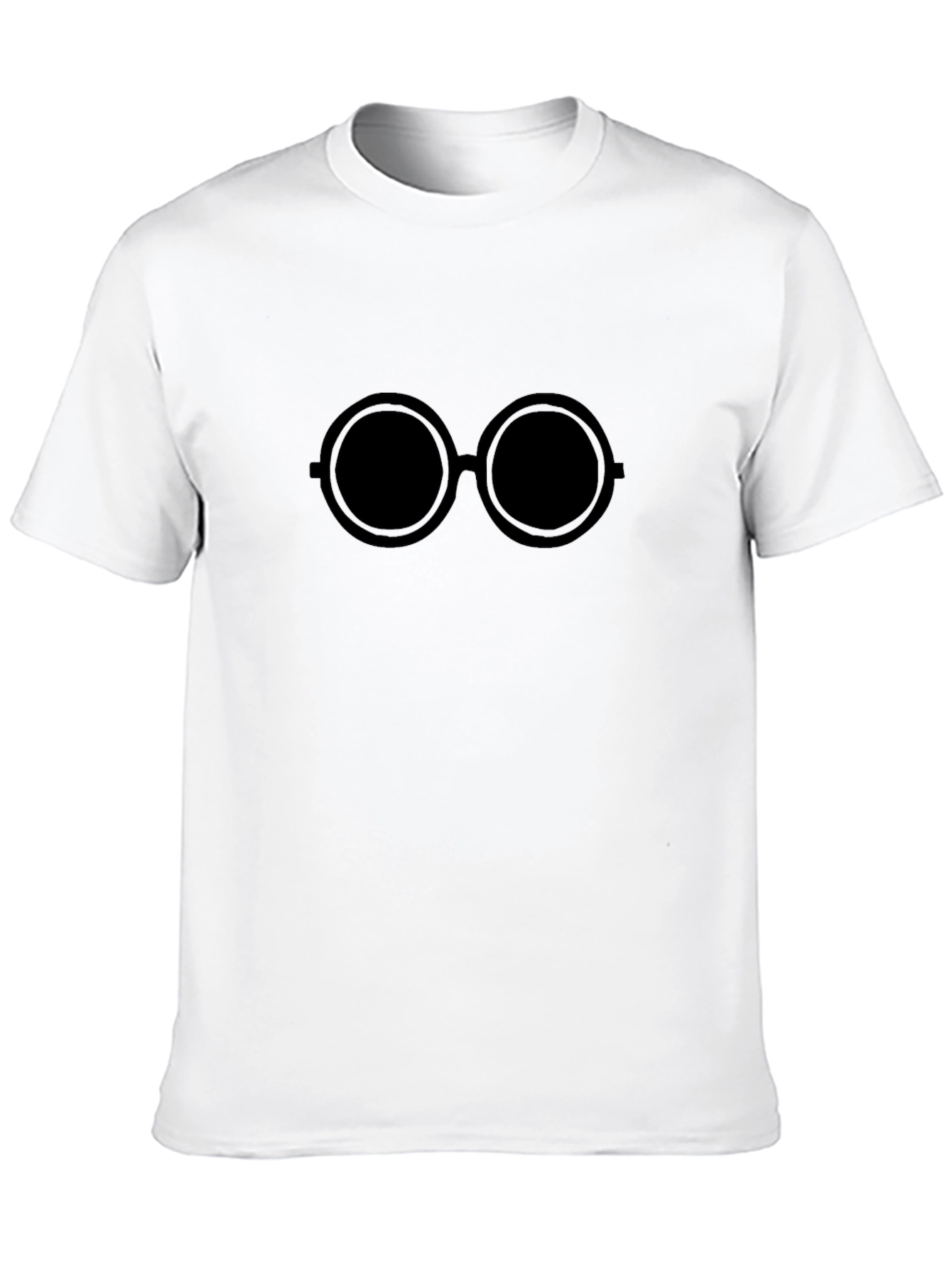 Black Black T-Shirt with Round Glasses Design view 10