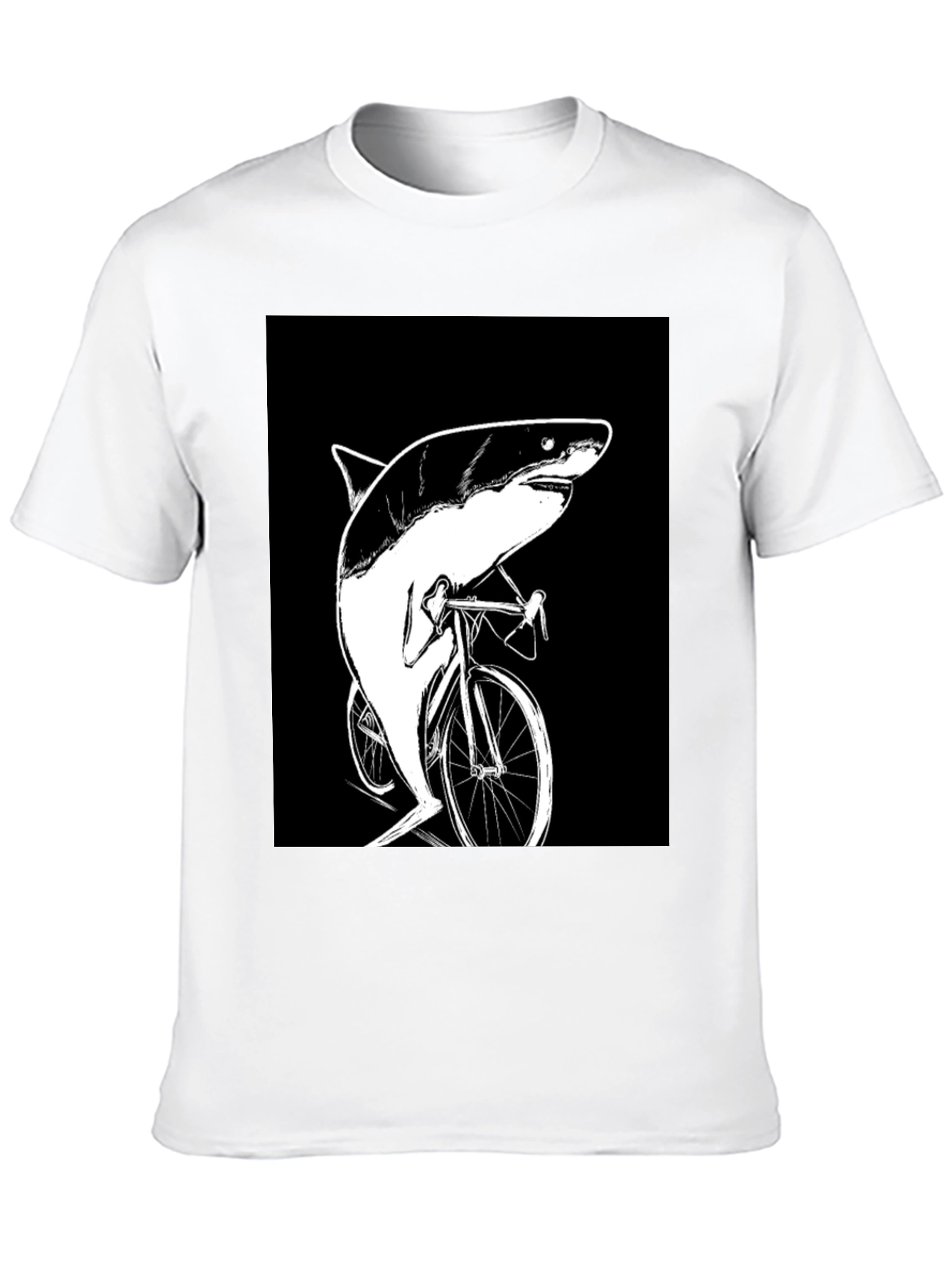 Black Shark on Bike T-Shirt - Funny Animal Graphic Tee view 10
