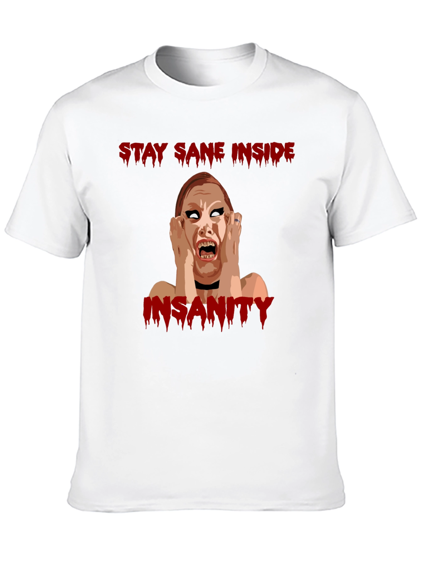 Black Stay Sane Inside Horror Graphic T-Shirt view 10