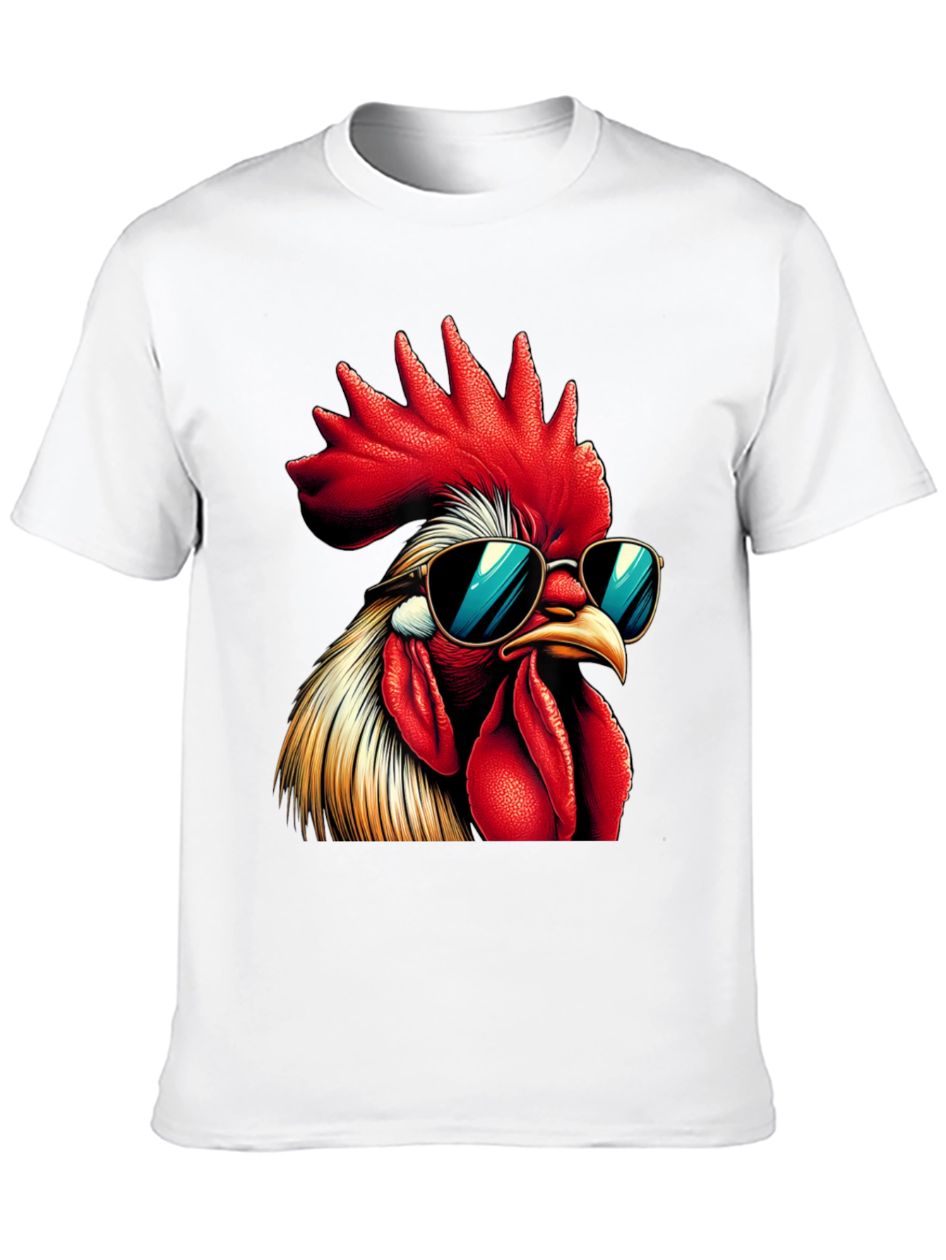 Black Cool Rooster Graphic Tee - Funny Chicken T-Shirt view 10