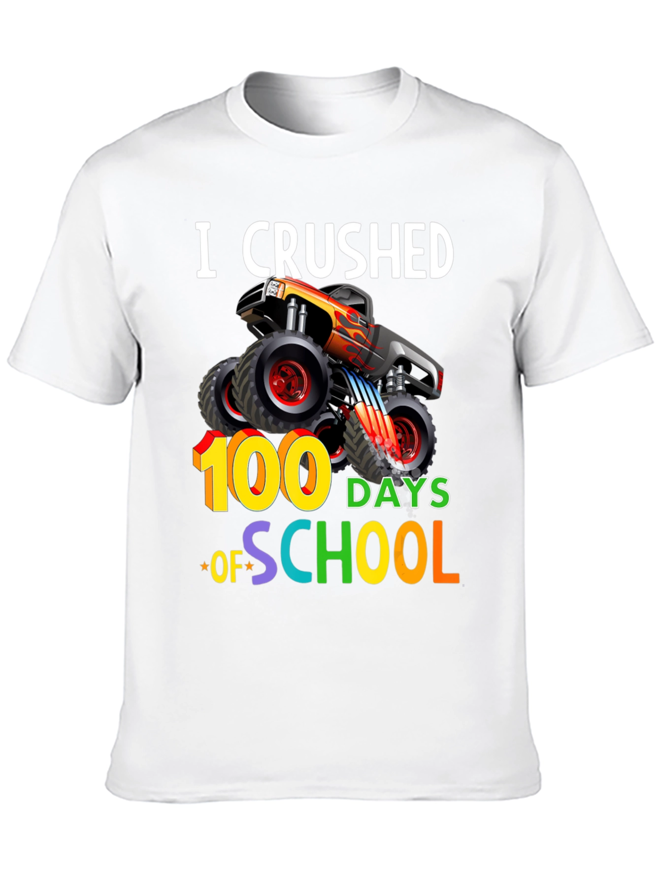 Crushed 100 Days of School Monster Truck T-Shirt - 10