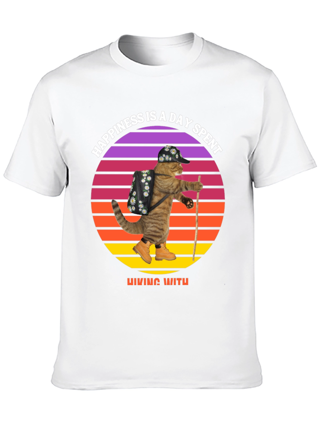 Black Hiking Cat T-Shirt: Happiness is a Day Spent Hiking view 10