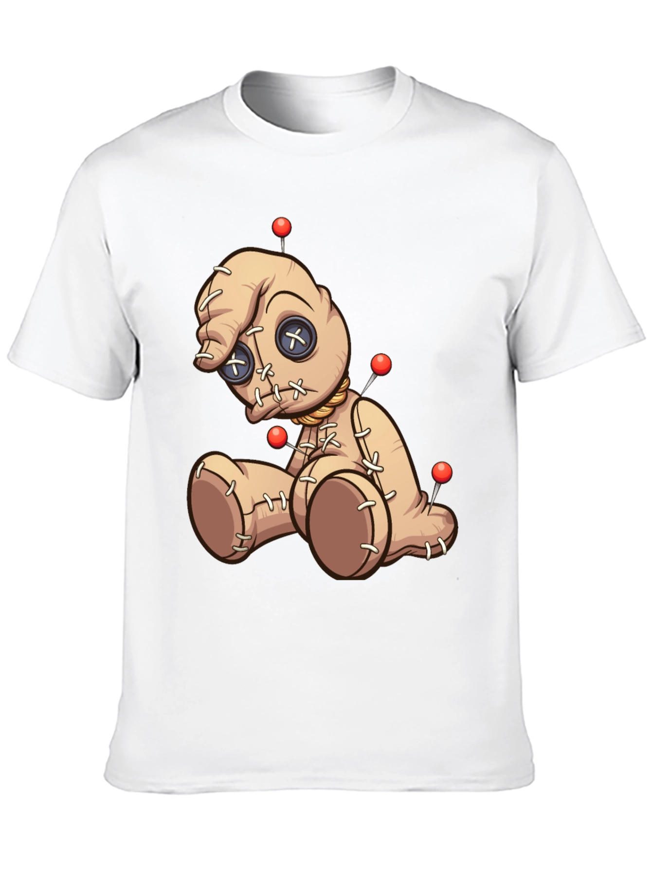 Black Voodoo Doll Graphic Print T-Shirt - Black view 10