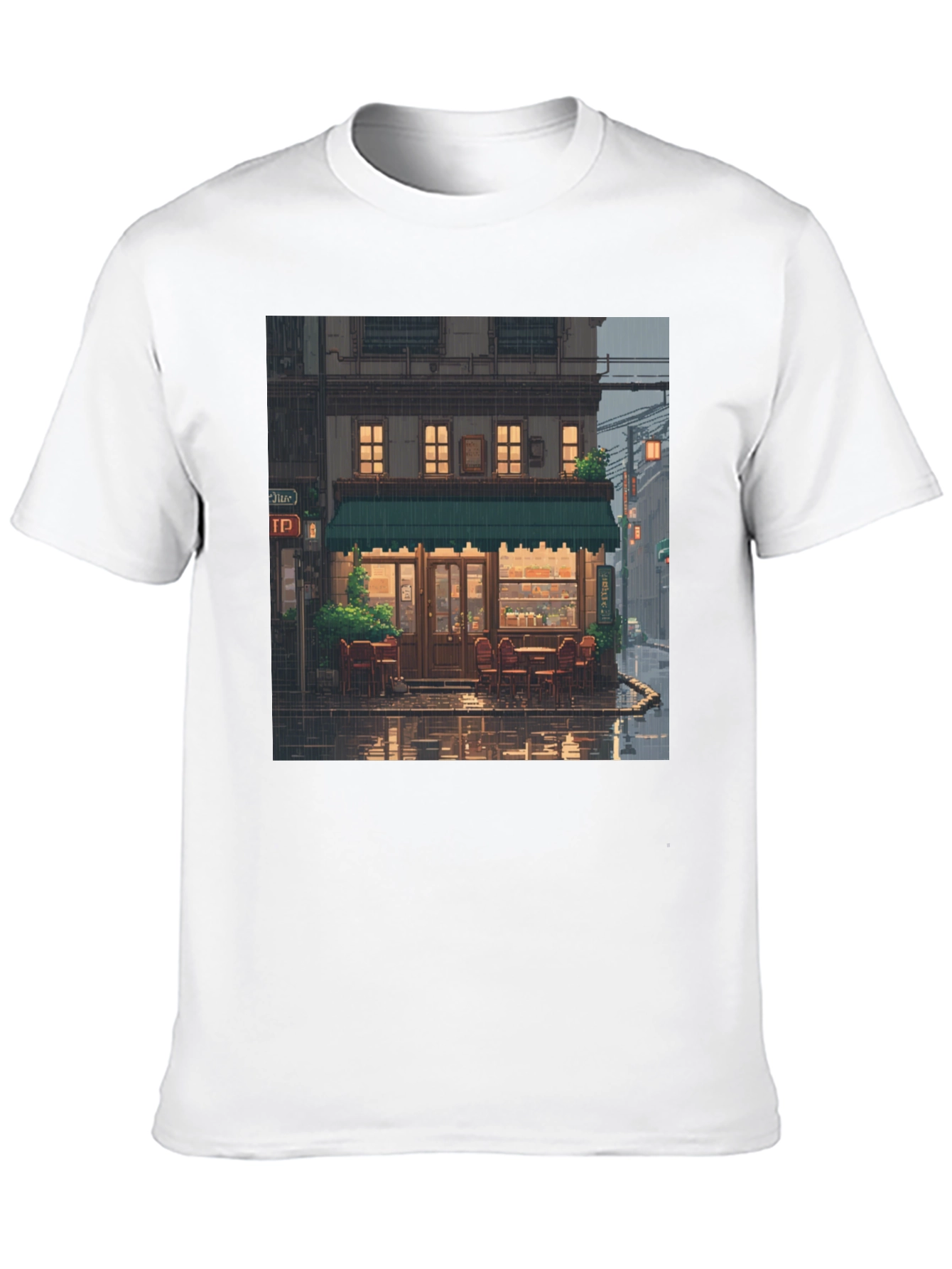 Black Rainy Day Cafe T-Shirt view 10