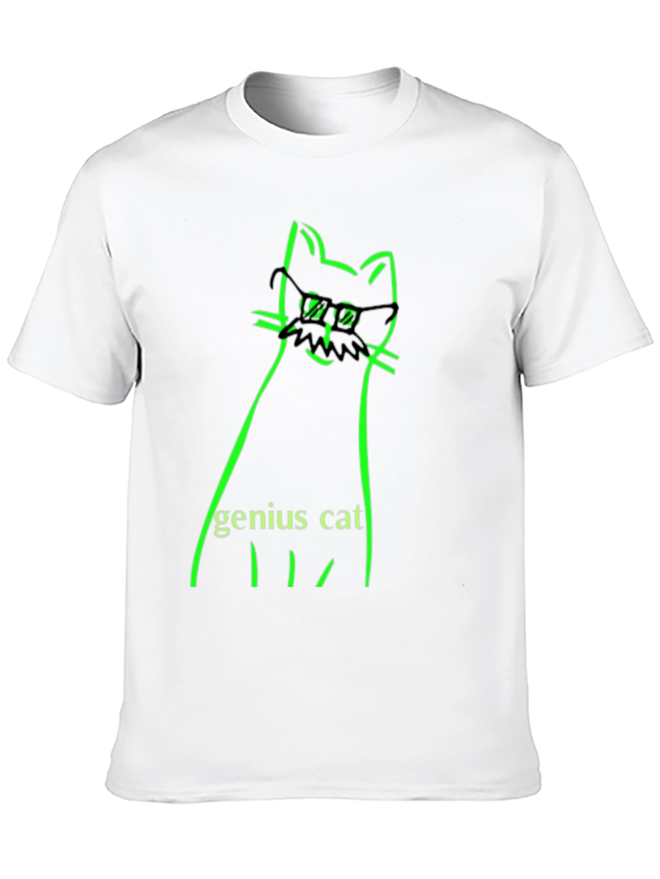 Black Genius Cat Black T-Shirt - Whimsical & Clever Design view 10