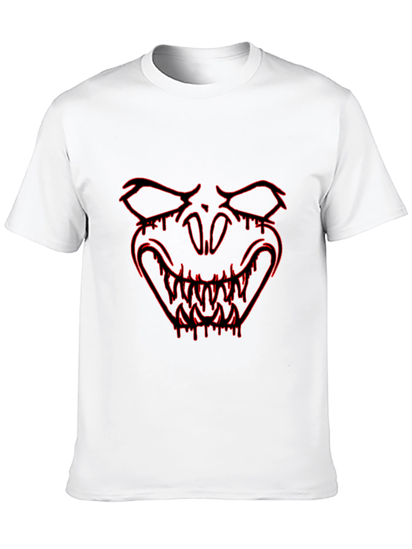 Black Men's Black T-Shirt with Red Monster Graphic view 10