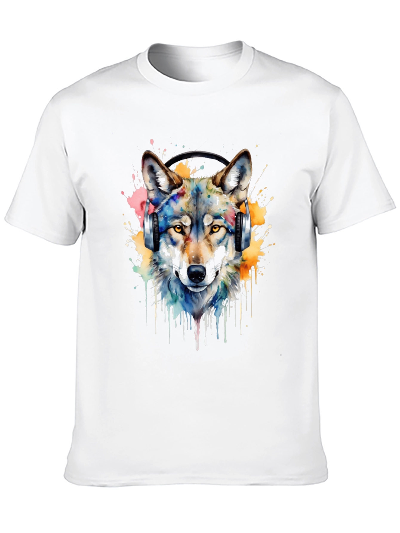 Black Wolf Headphone Graphic Tee view 10