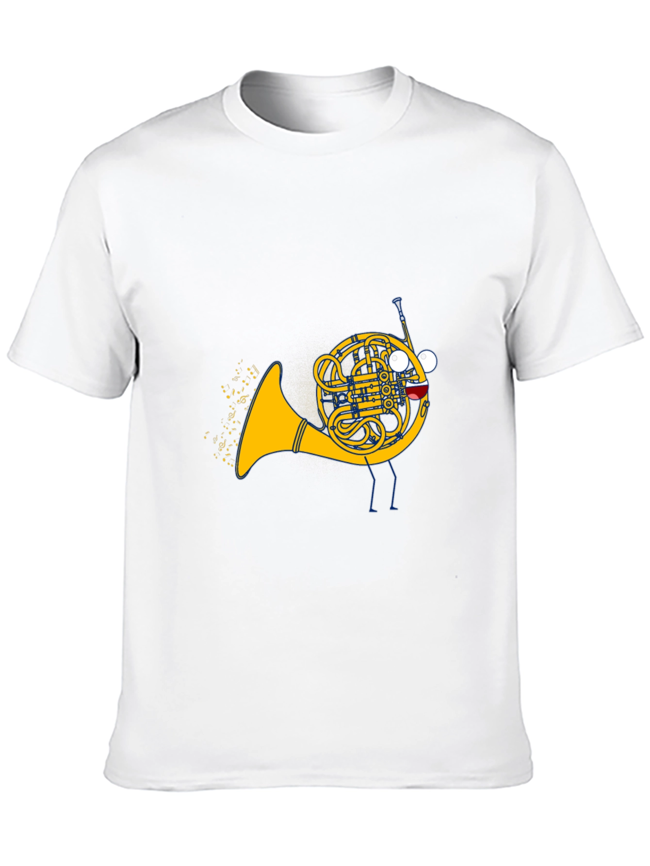 Black Musical French Horn Cartoon T-Shirt view 10