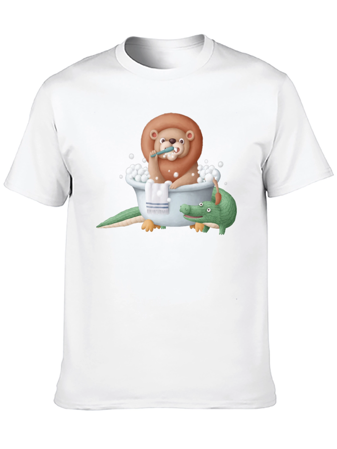 Black Lion and Crocodile Bath Time T-Shirt view 10