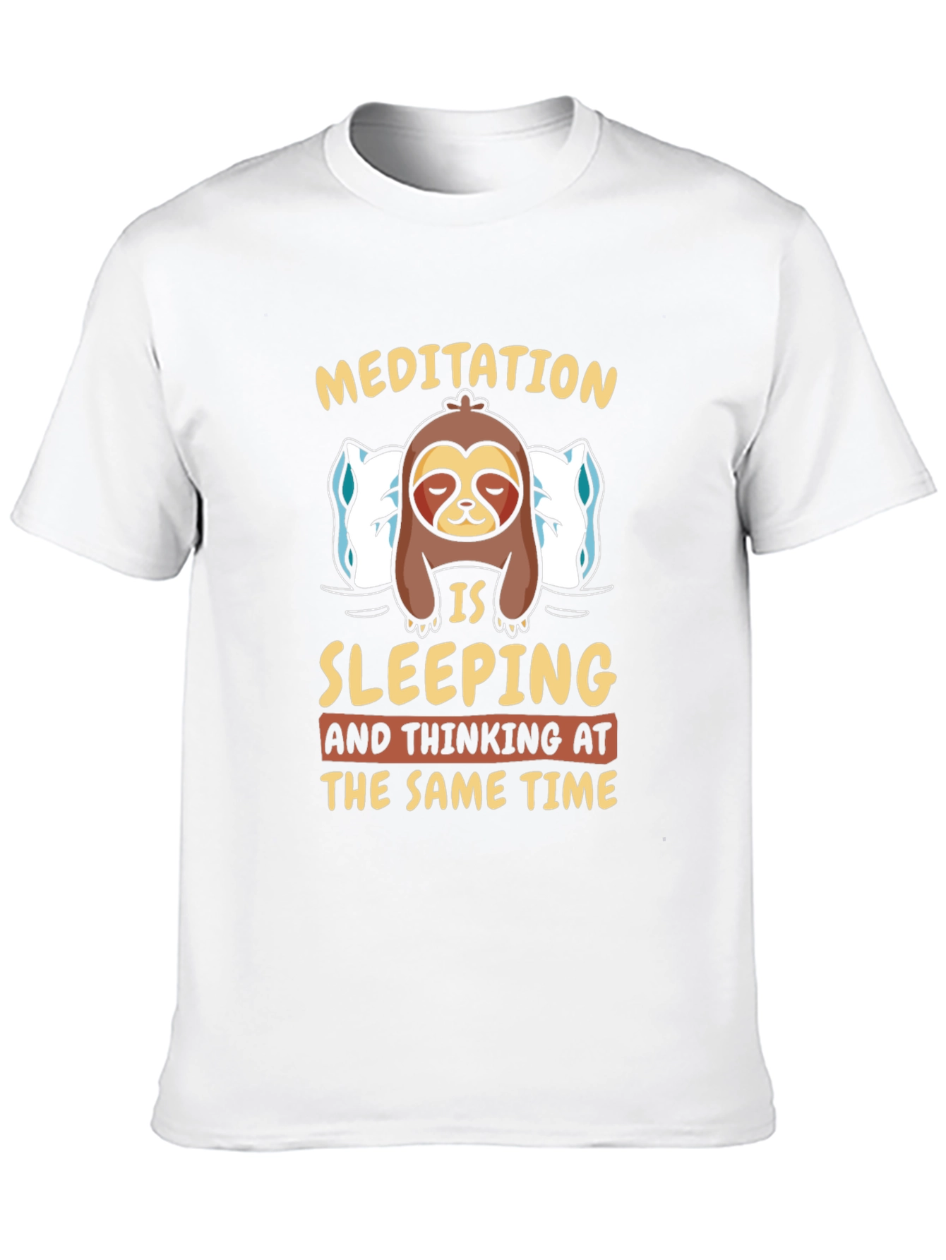 Meditation Sloth Graphic Tee: Sleeping & Thinking T-Shirt - 10