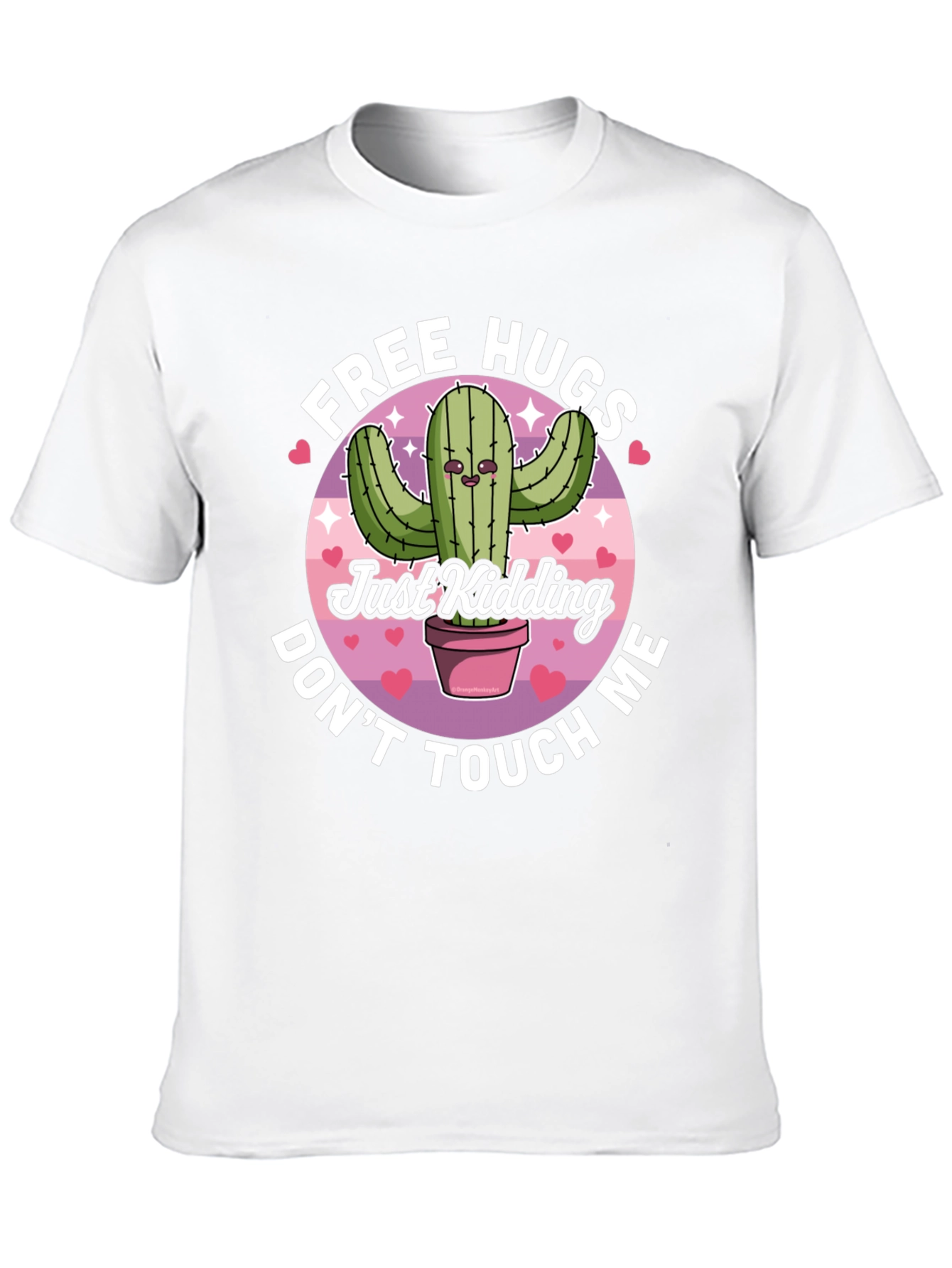 Black Funny Cactus Free Hugs T-Shirt - Don't Touch Me view 10