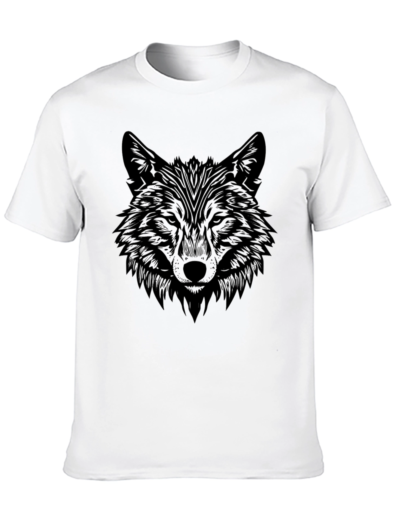 Black Wolf Graphic Print Black T-Shirt for Men view 10
