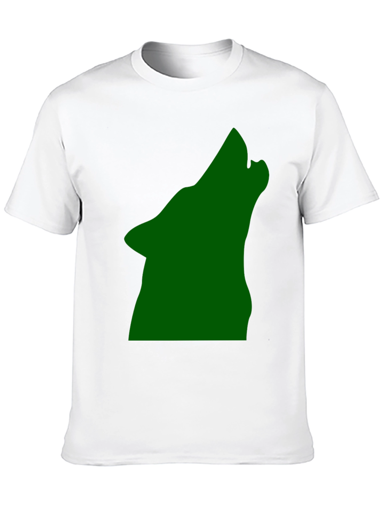 Black Black T-Shirt with Green Howling Wolf Design view 10
