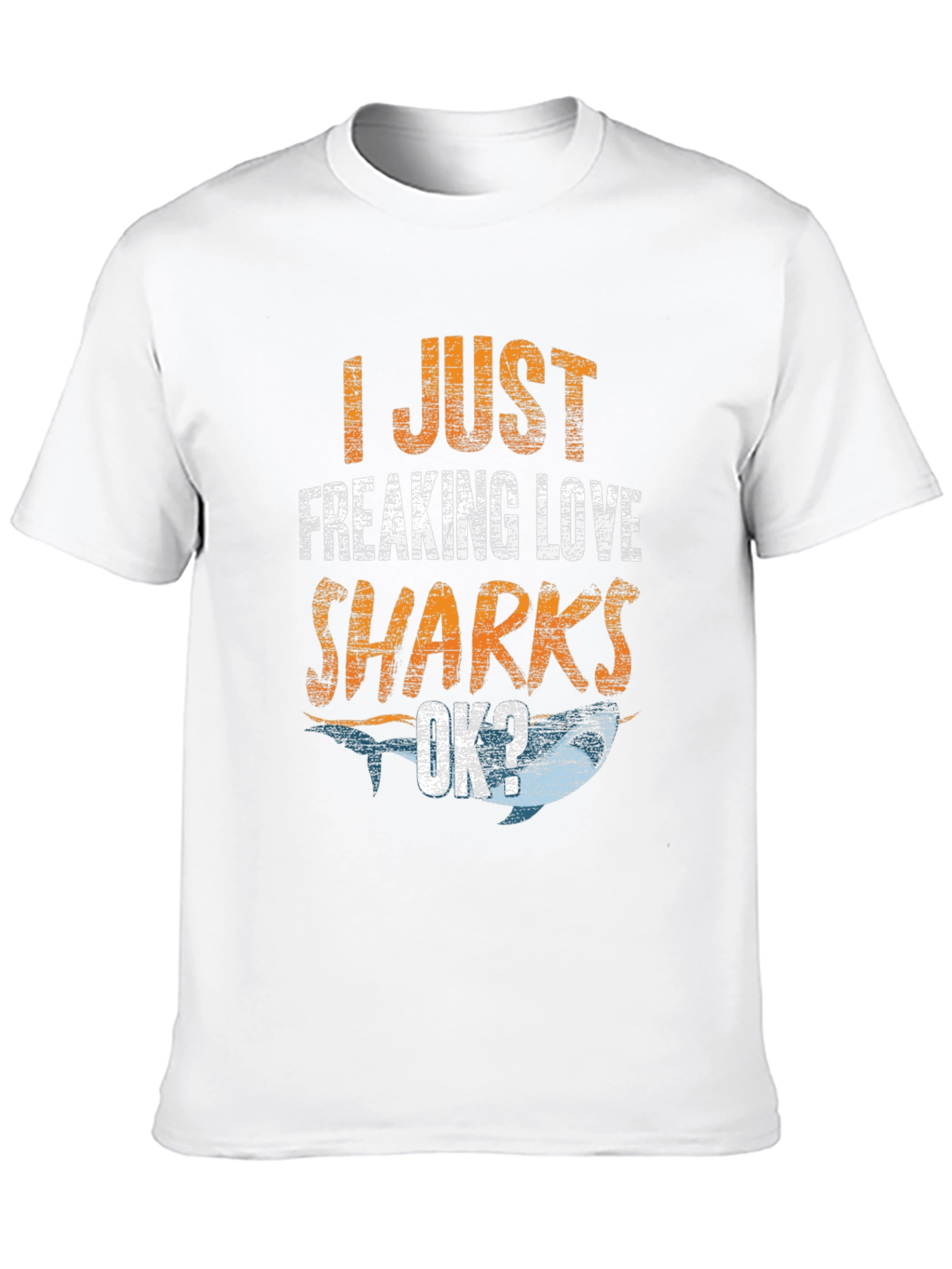 Black I Just Freaking Love Sharks Men's Black T-Shirt view 10