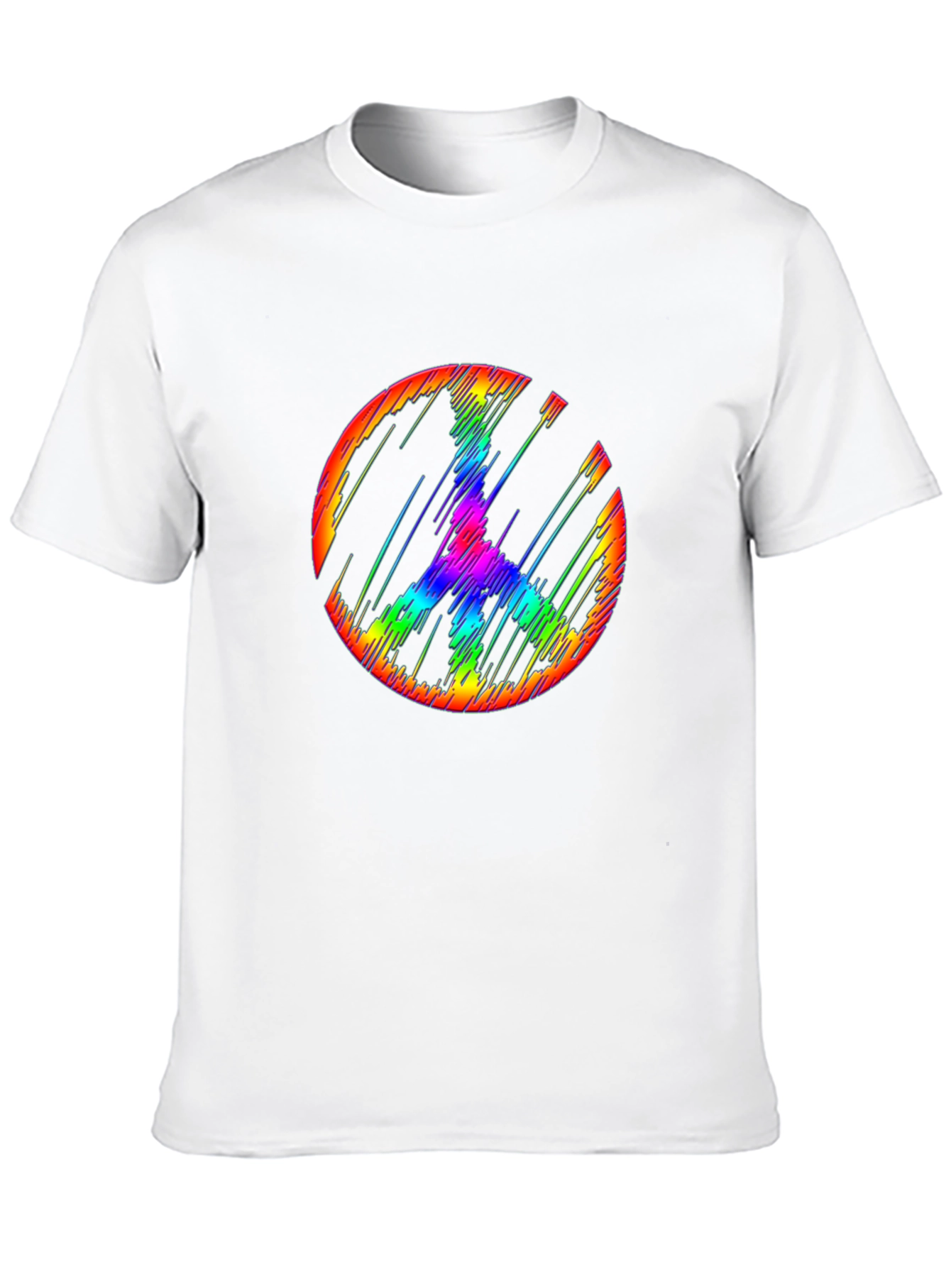 Black Rainbow Peace Sign Graphic Tee - Mens Black T-Shirt view 10