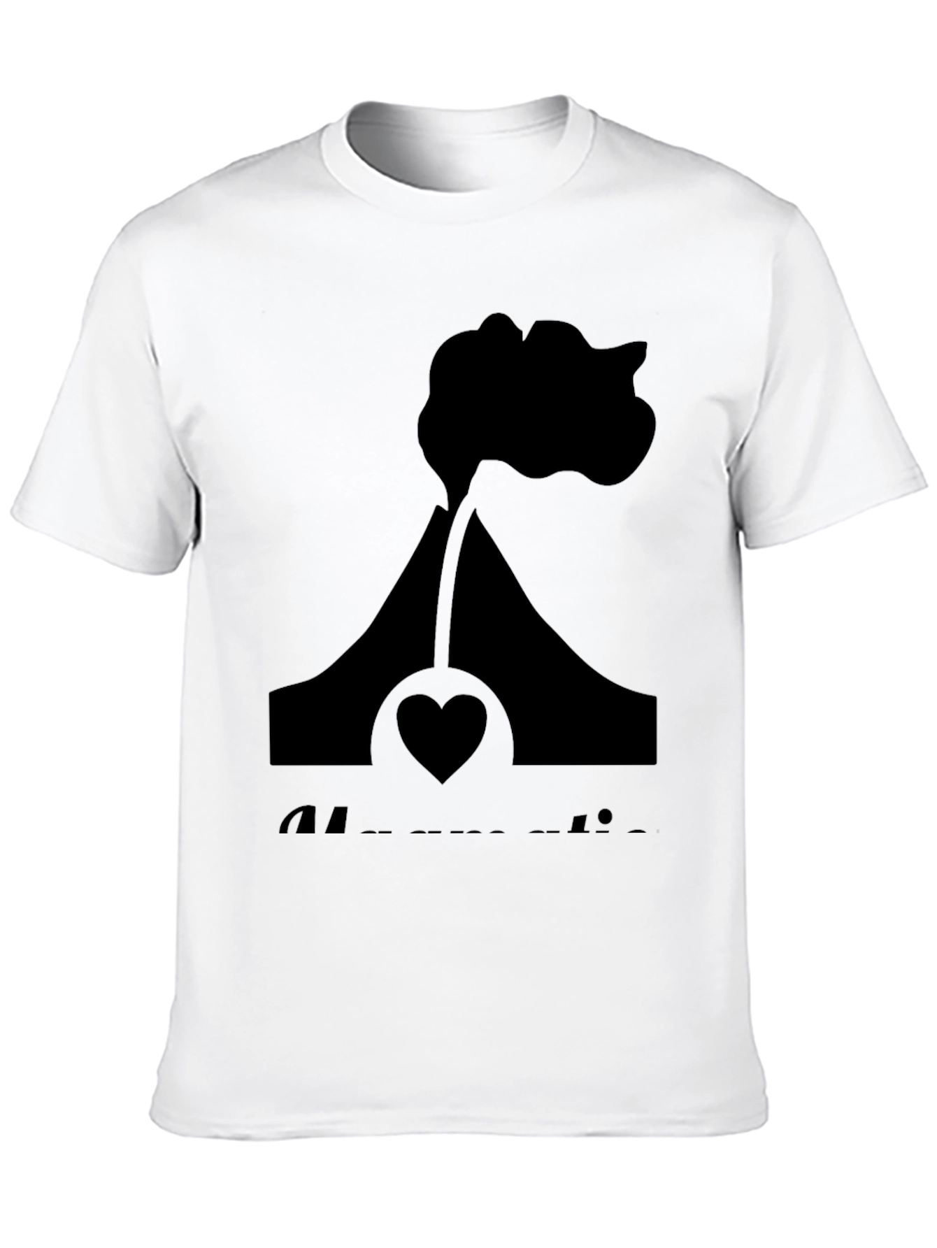 Black Volcano Heart Graphic Tee - Black Casual Shirt view 10