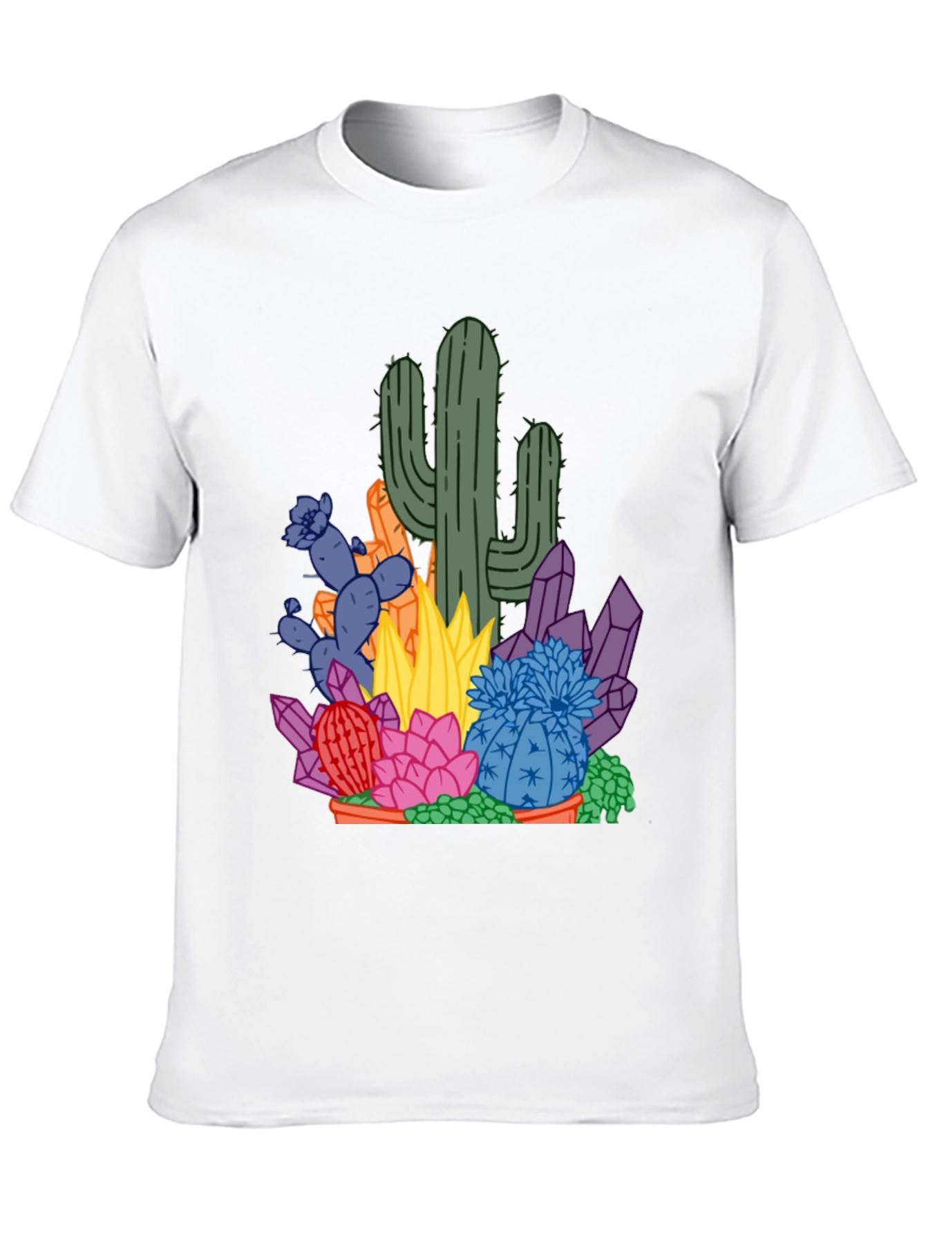 Black Cactus & Crystal Graphic Tee - Black Cotton Casual Shirt view 10