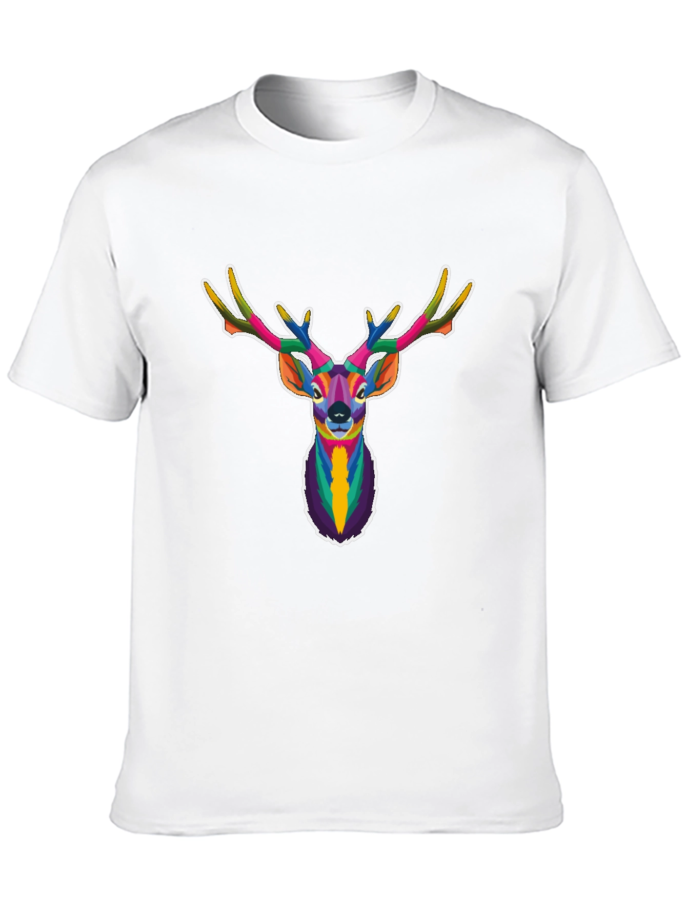 Black Geometric Deer Head Graphic Tee - Black view 10